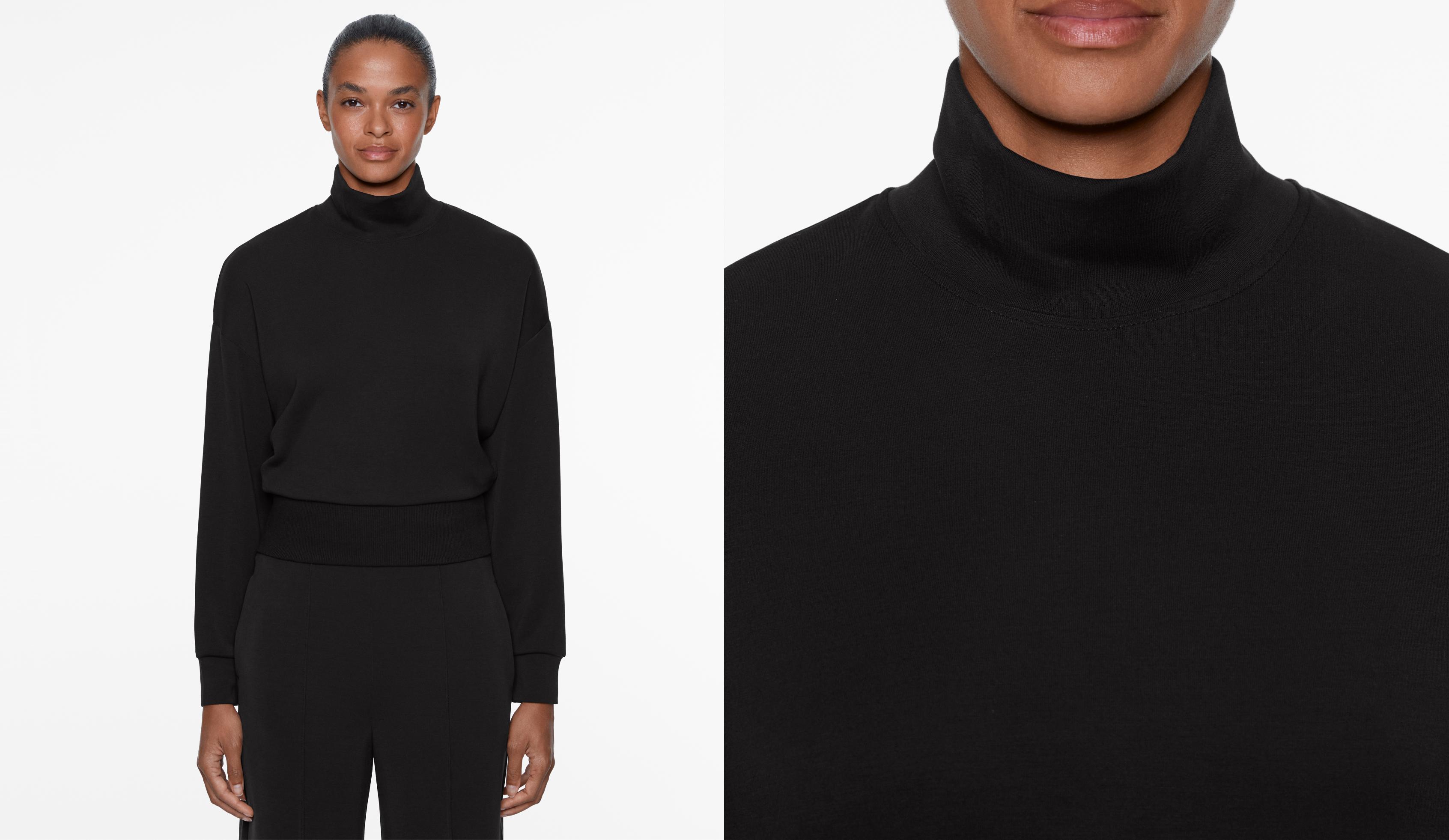 High-neck crop sweatshirt with modal