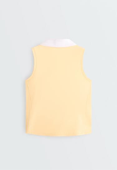 Contrast sleeveless Comfortlux polo shirt — PALE YELLOW 10