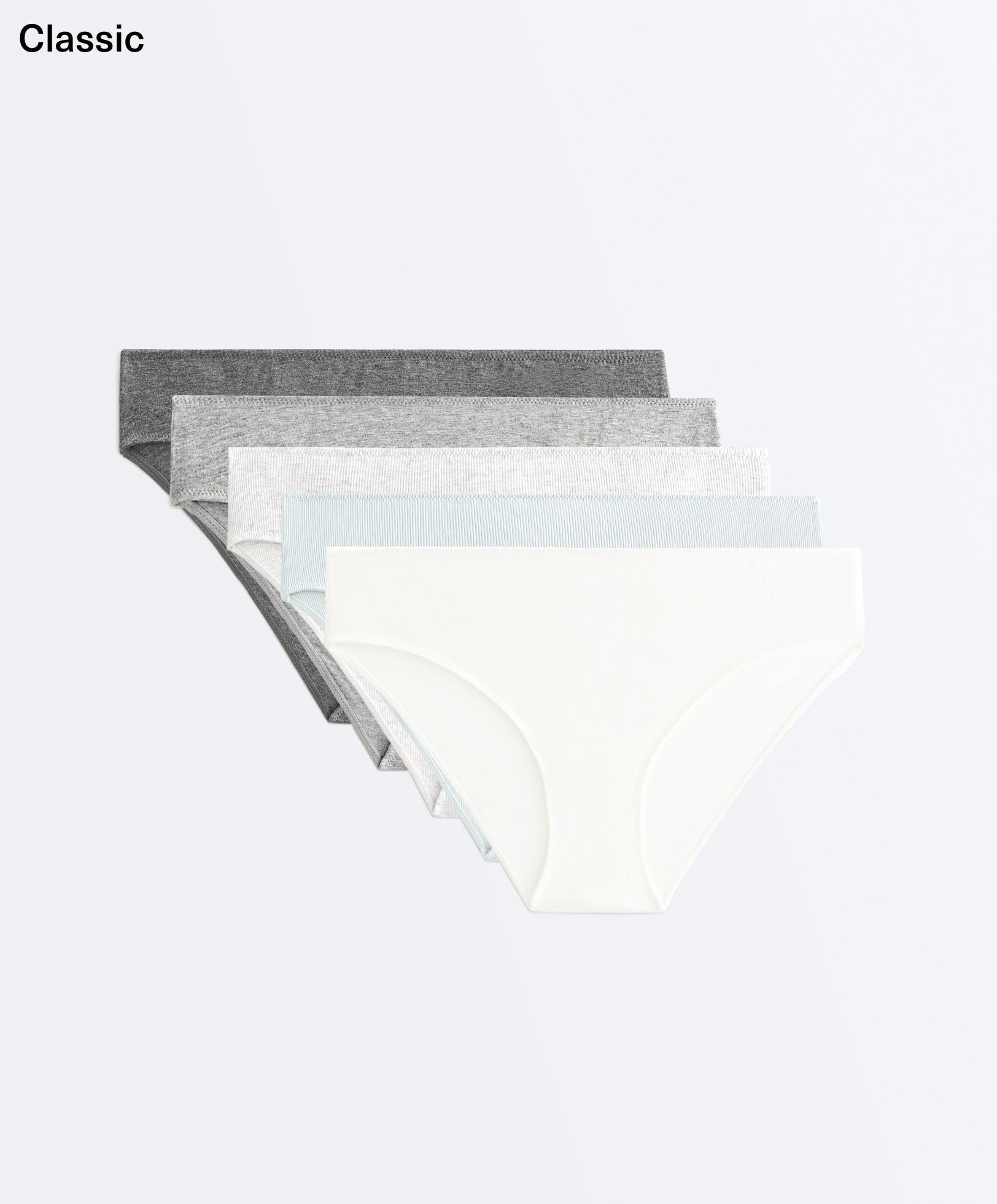 5 سراويل داخلية كلاسيكية من القطن المضلع والسادة