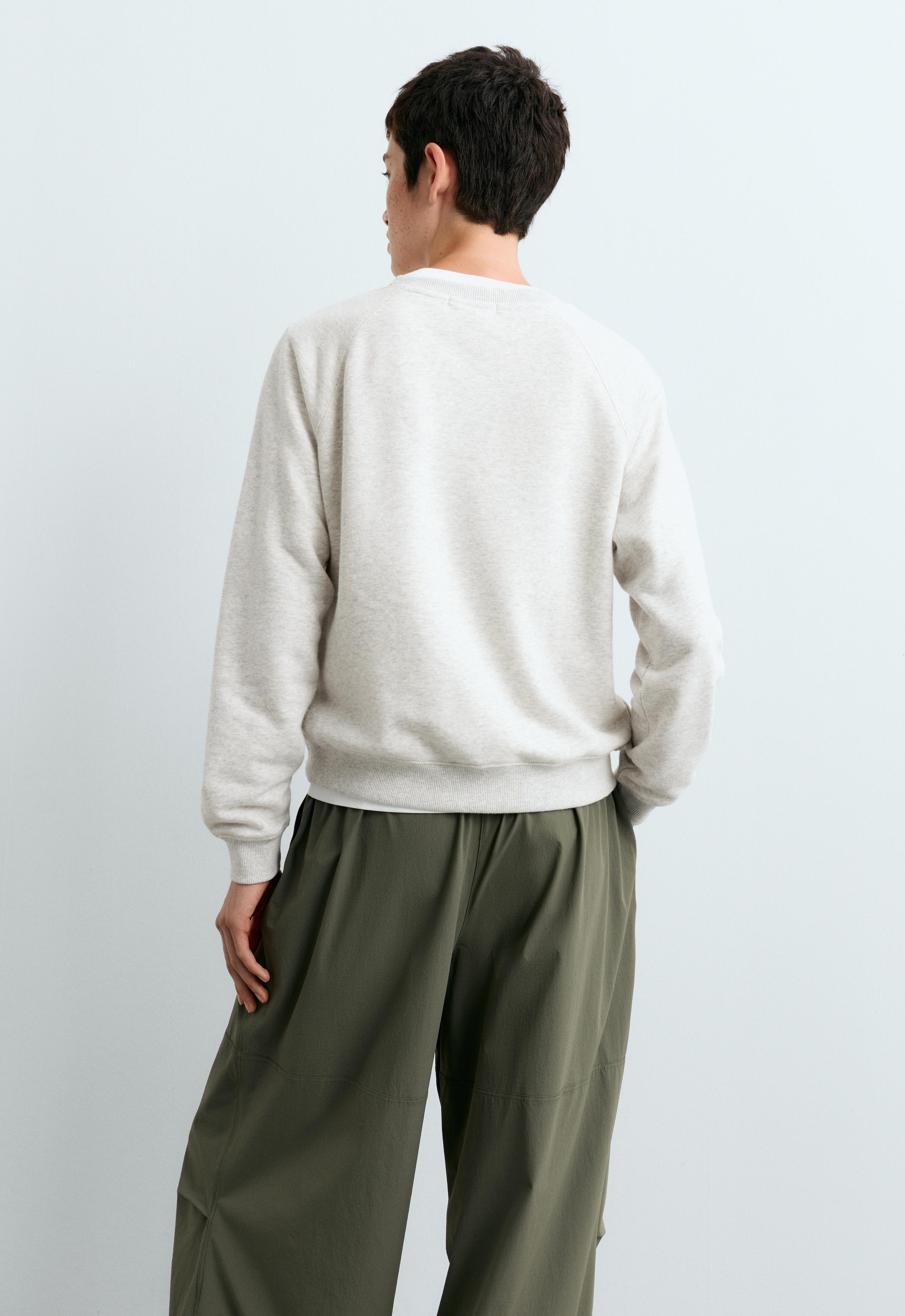Cotton-blend marl fleece sweatshirt — PALE GREY MELANGE