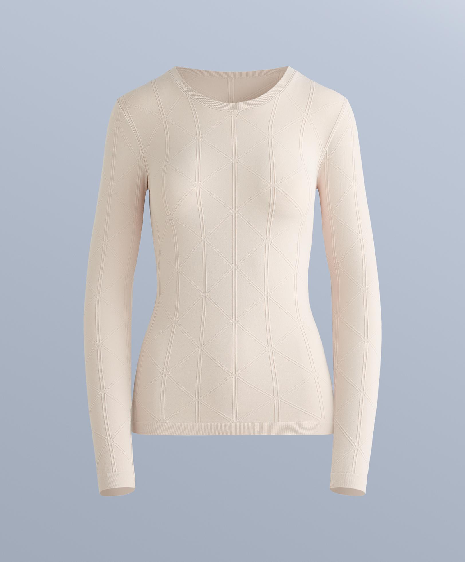 Thermal seamless jacquard base layer T-shirt — PALE MINK
