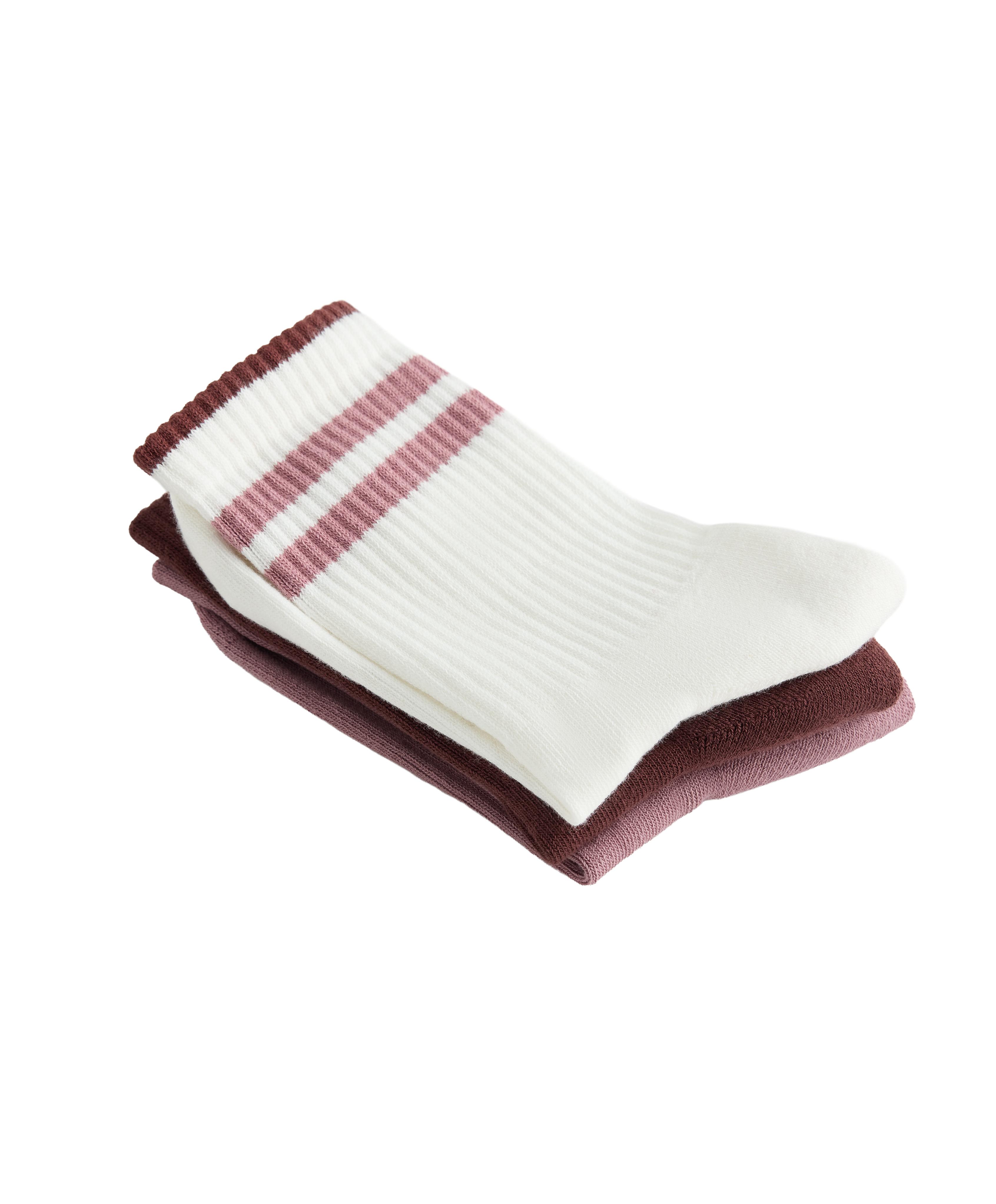 3 pairs of classic cotton blend sports socks — MAHOGANY