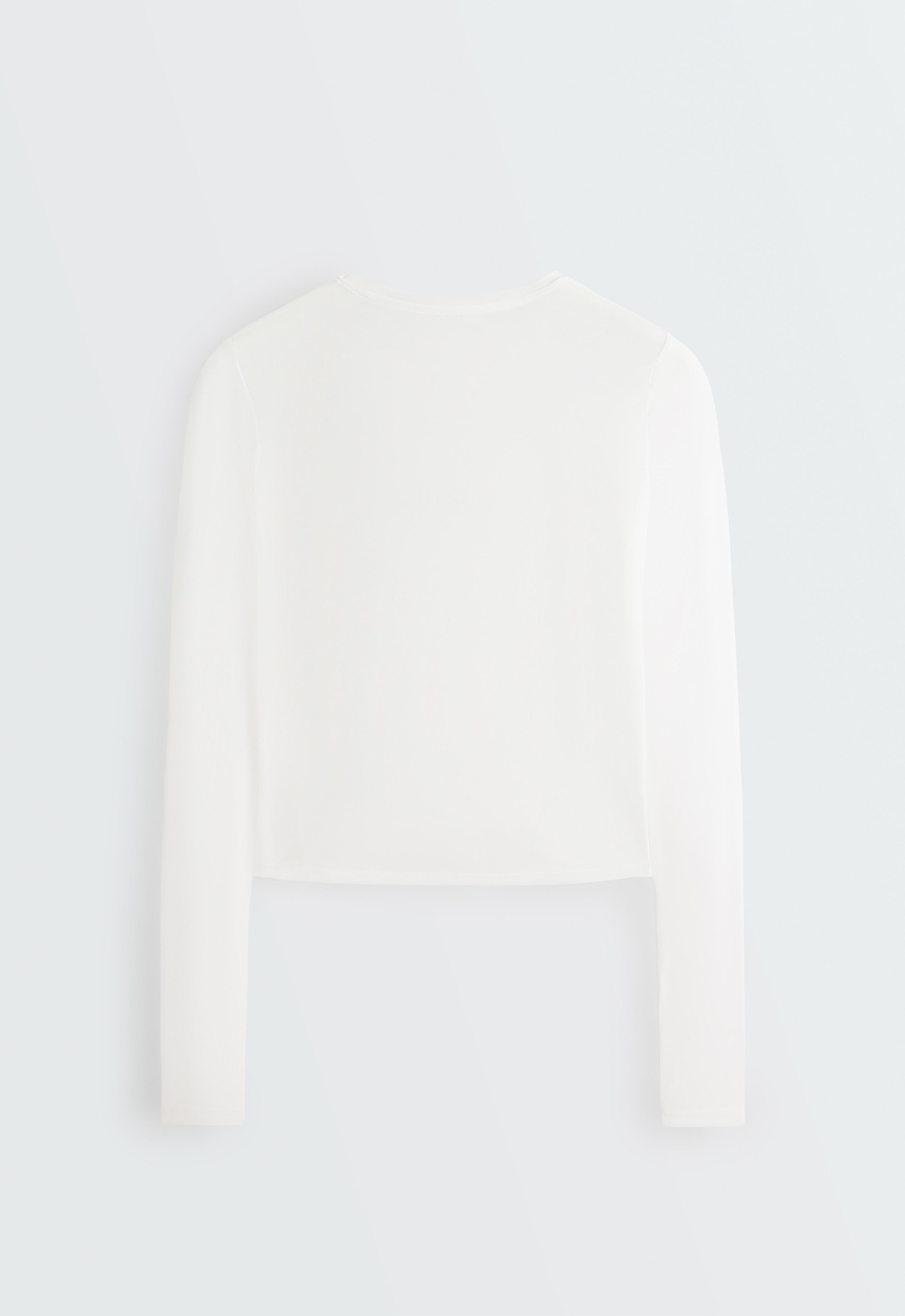 Long-sleeved technical T-shirt with text — WHITE
