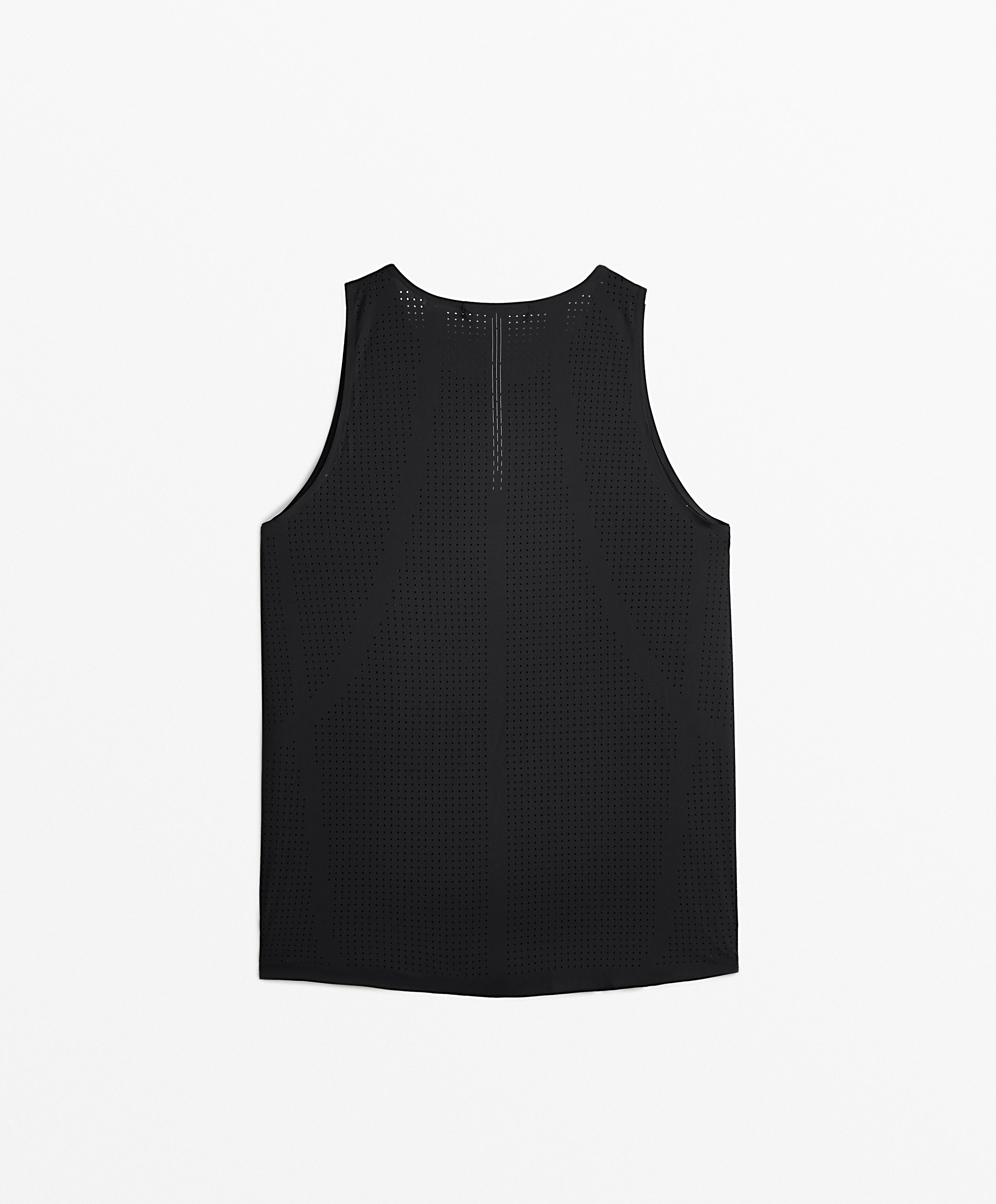 Microperforated technical sleeveless T-shirt