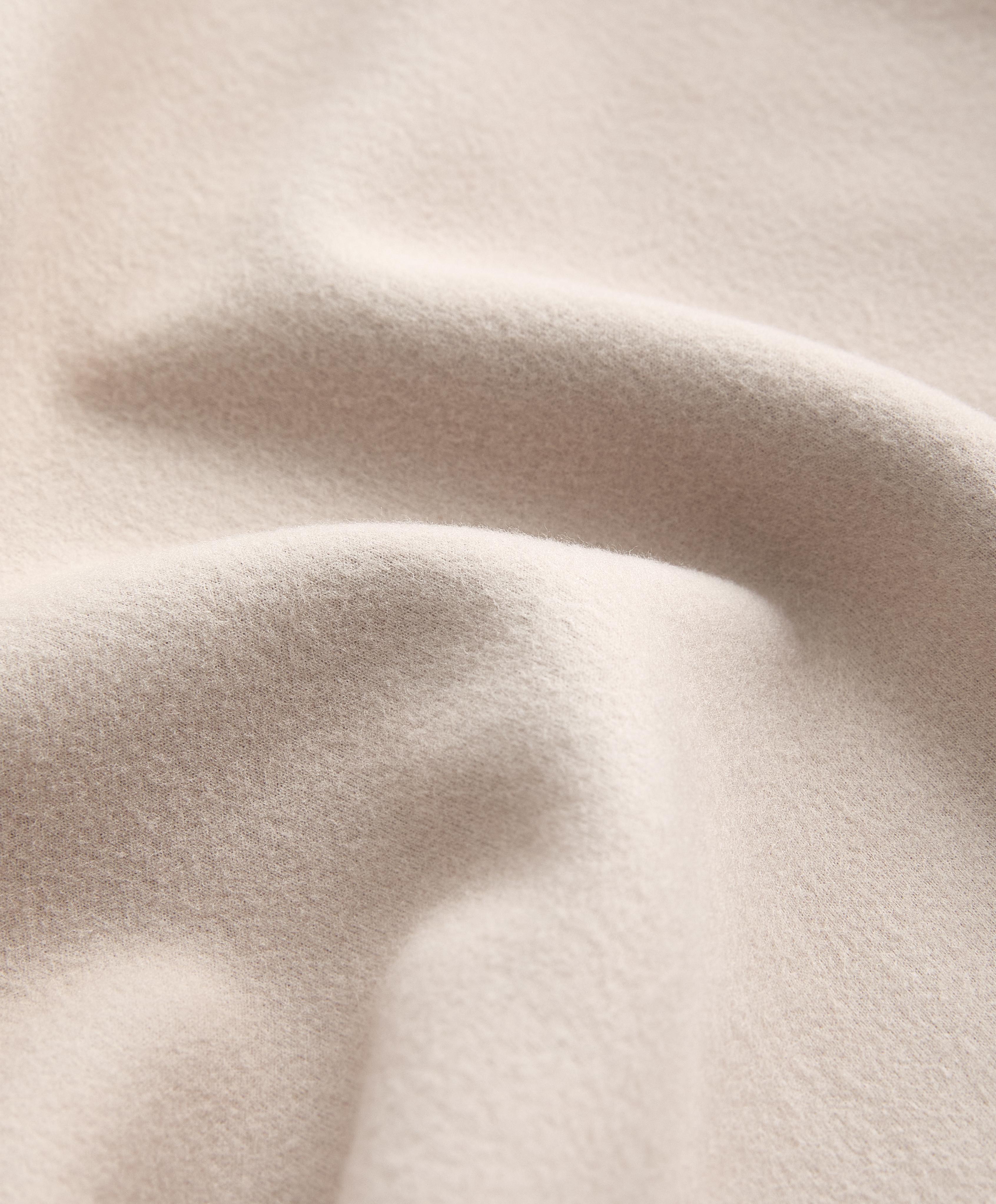 Long hooded jacket with rib details and brushed modal — TAUPE                   