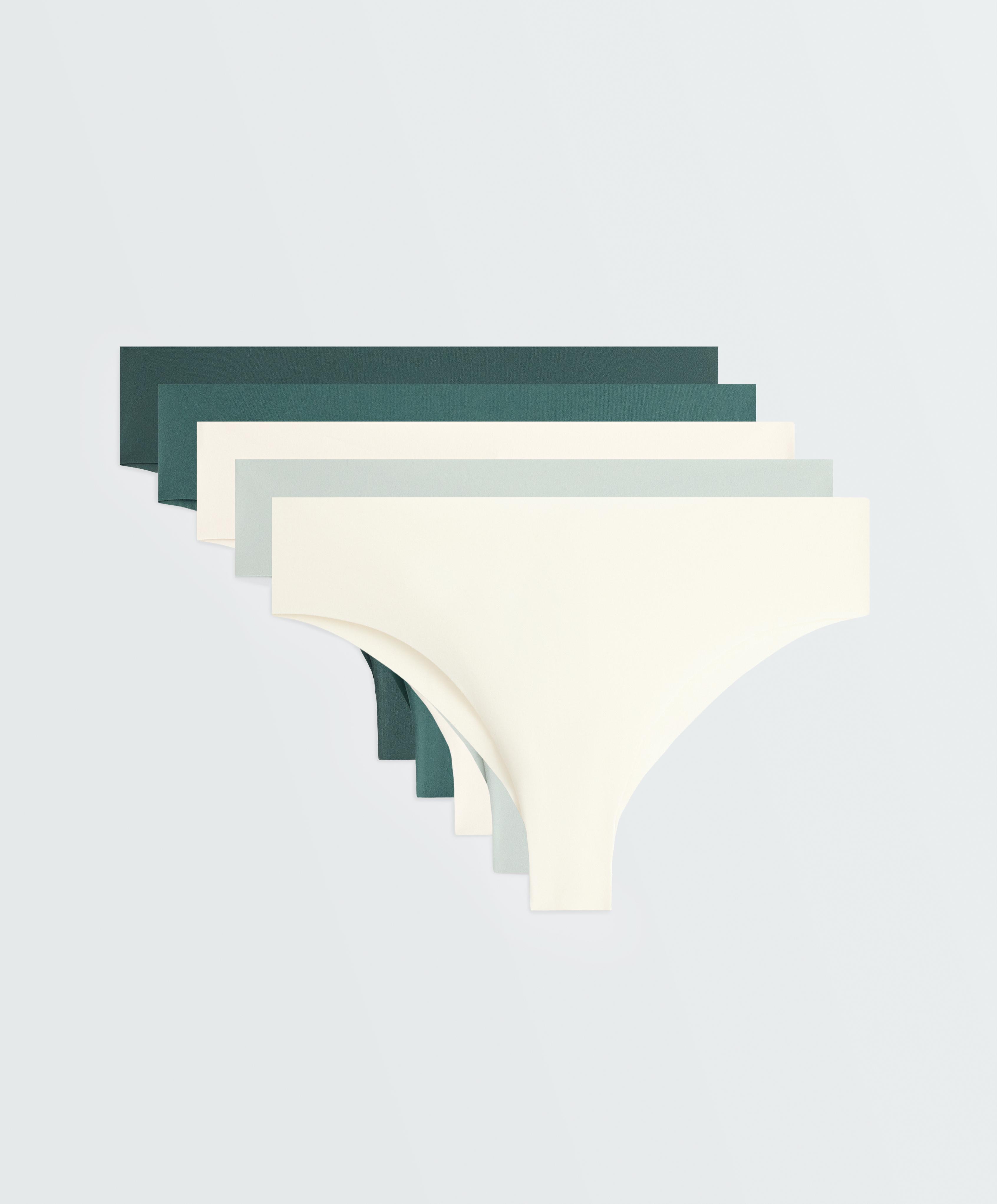 3 invisible polyamide blend laser-cut Brazilian briefs — WASHED GREEN
