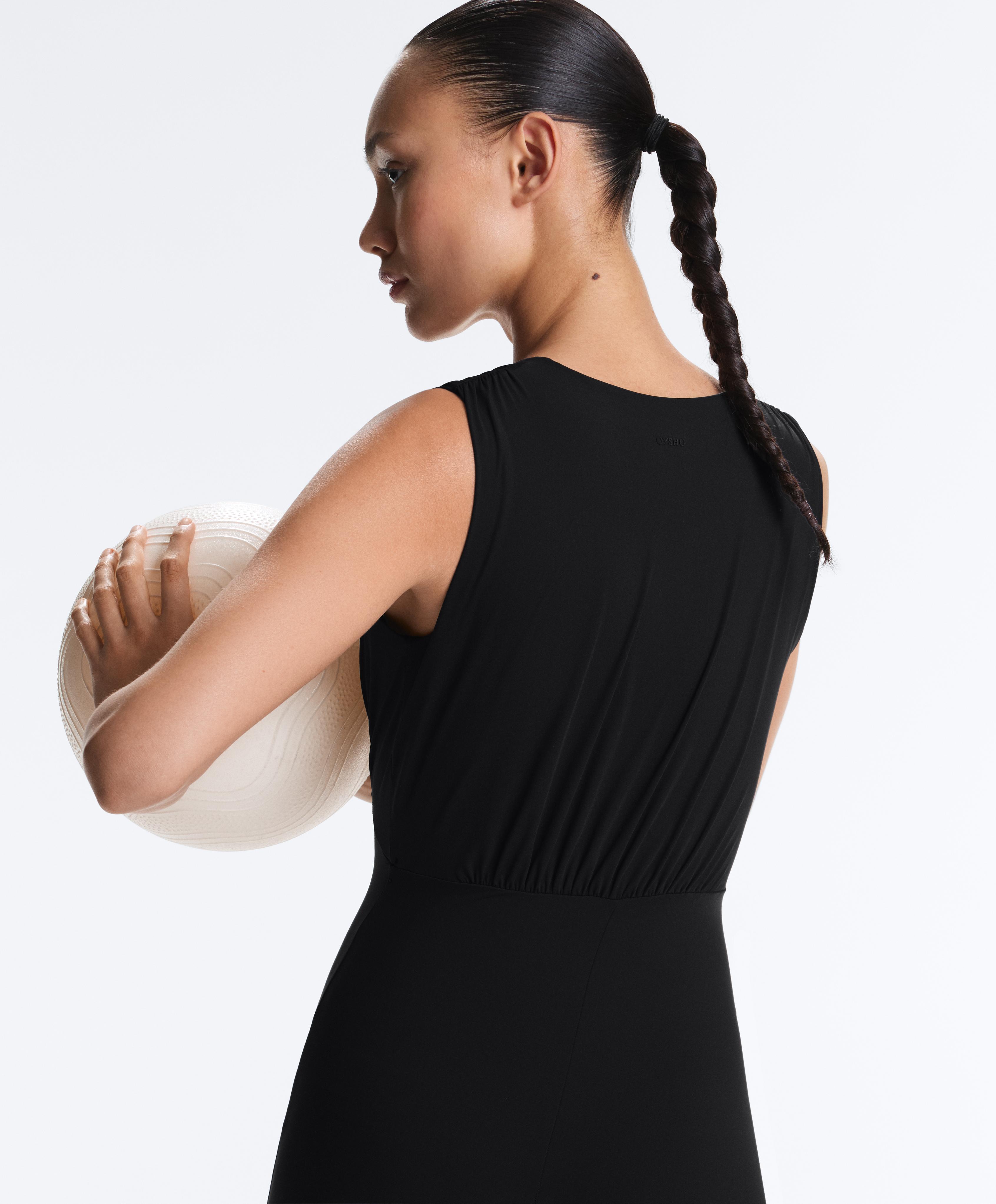 Light Touch V-neck jumpsuit — BLACK