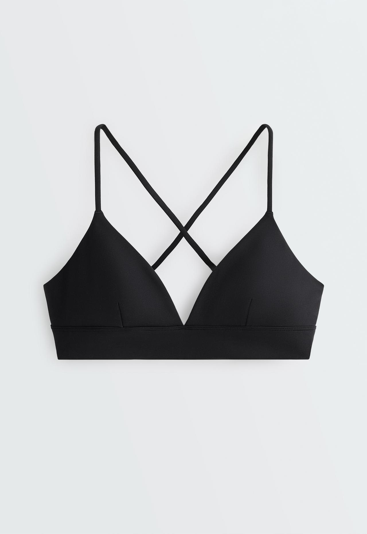 Low-support Comfortlux triangle sports bra — BLACK