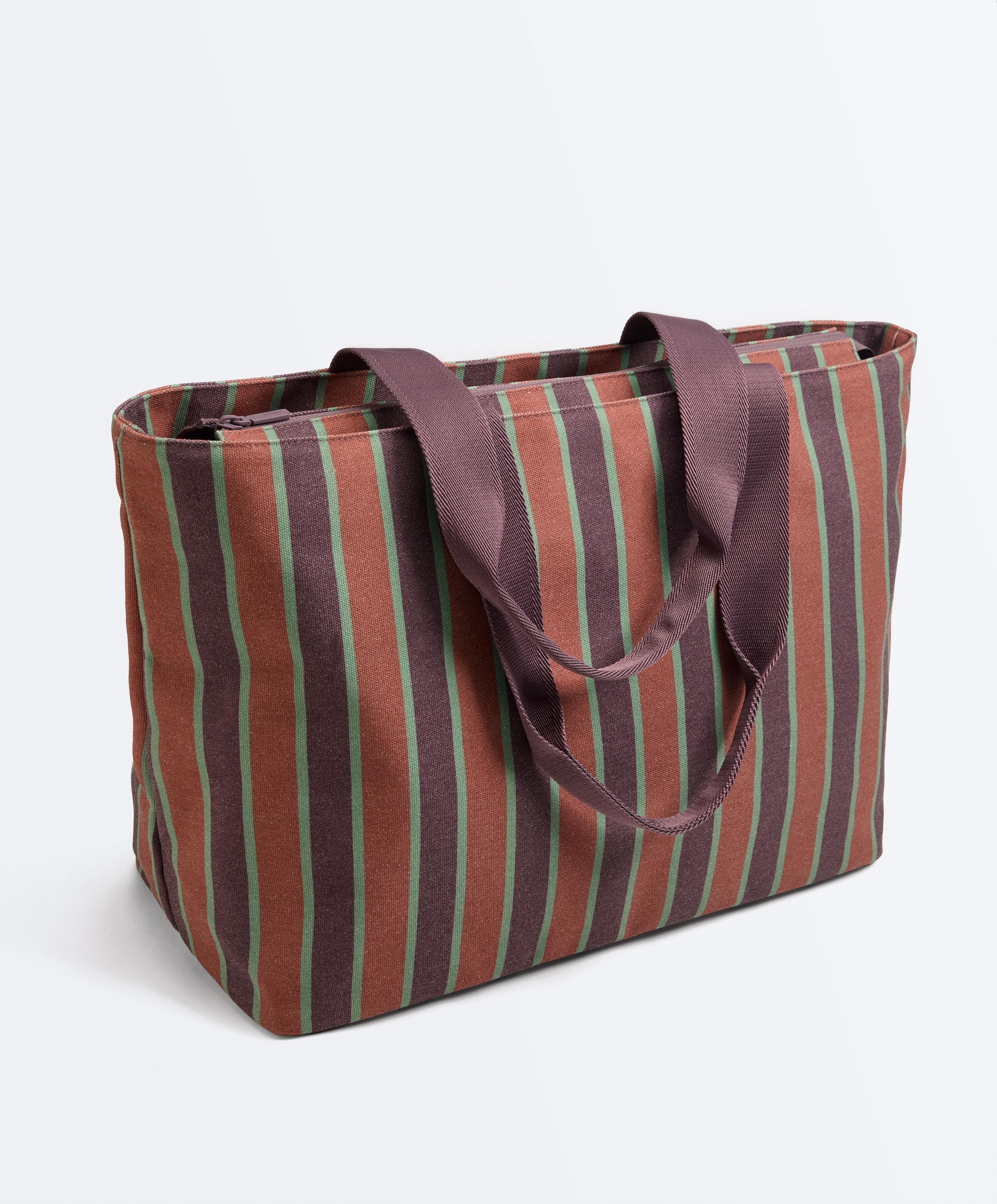 Striped canvas tote bag