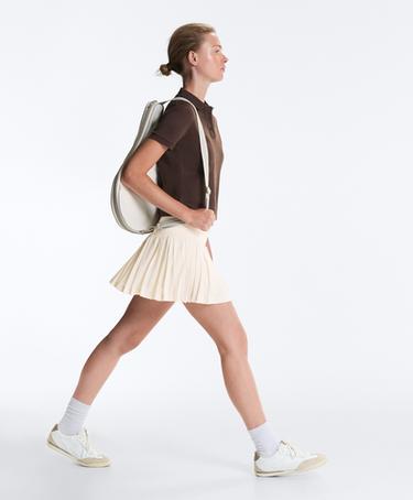 Pleated high-rise seamless short skirt — PALE ECRU 8