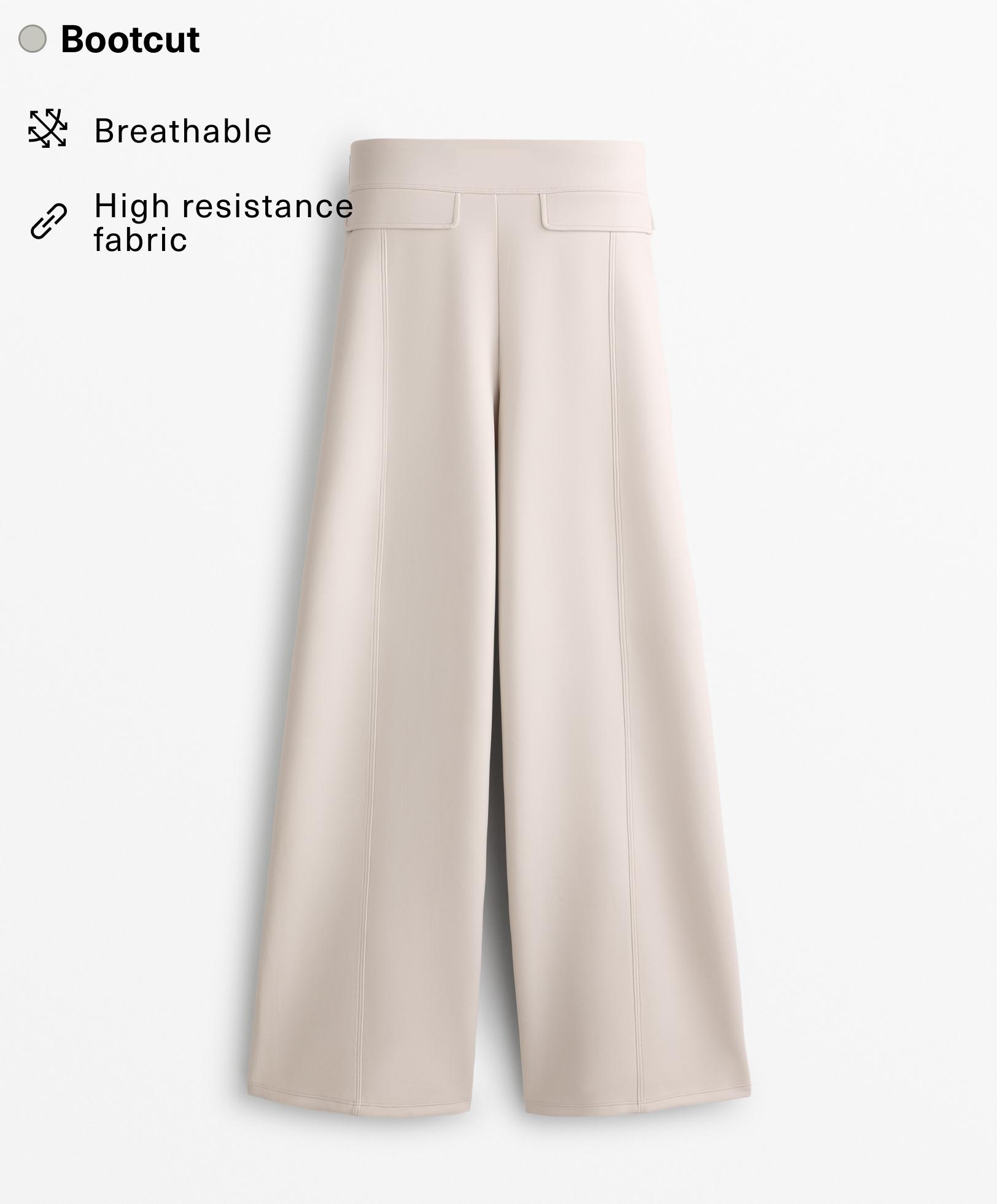 Neoprene-effect bootcut trousers