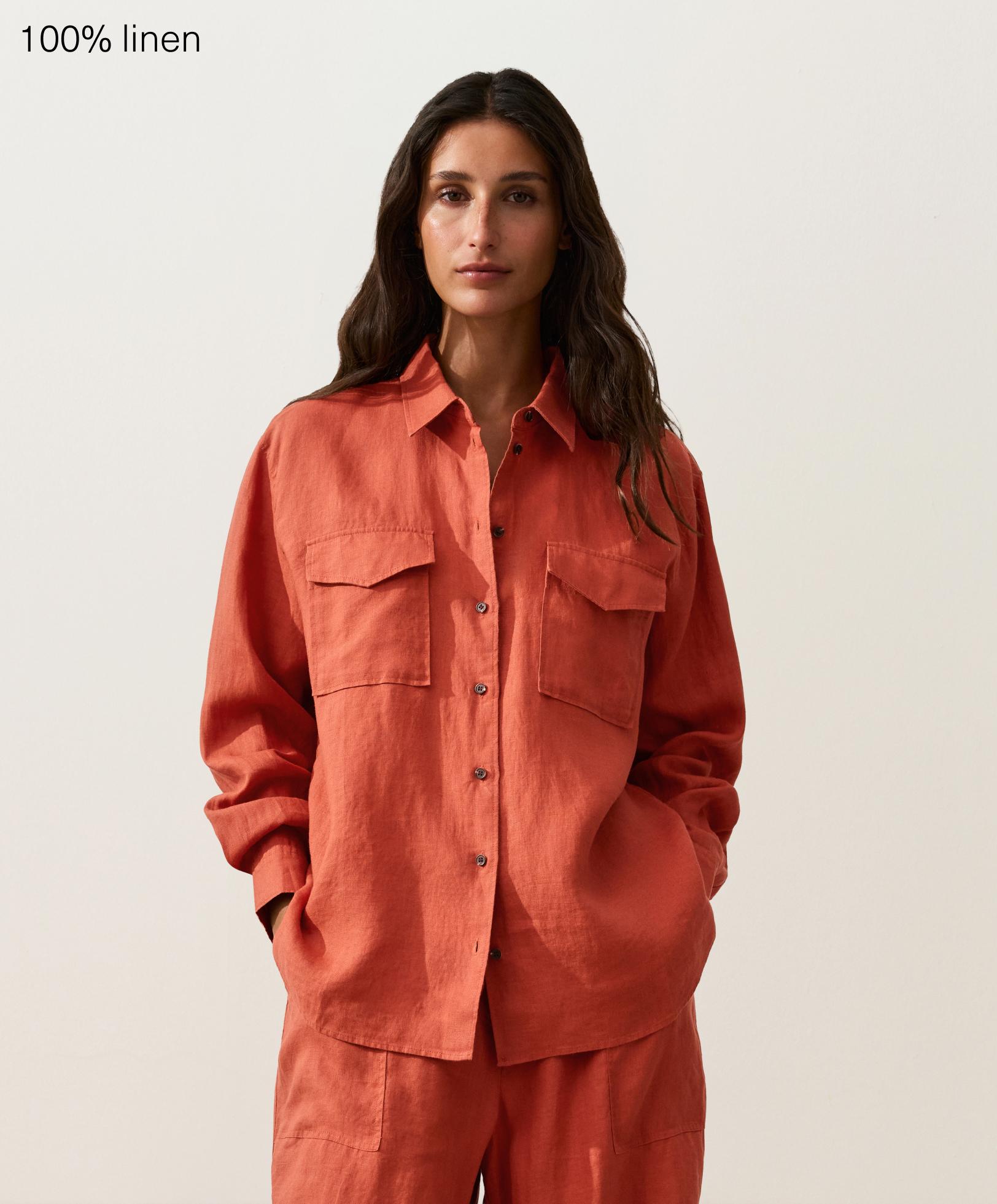 100% linen shirt with pockets