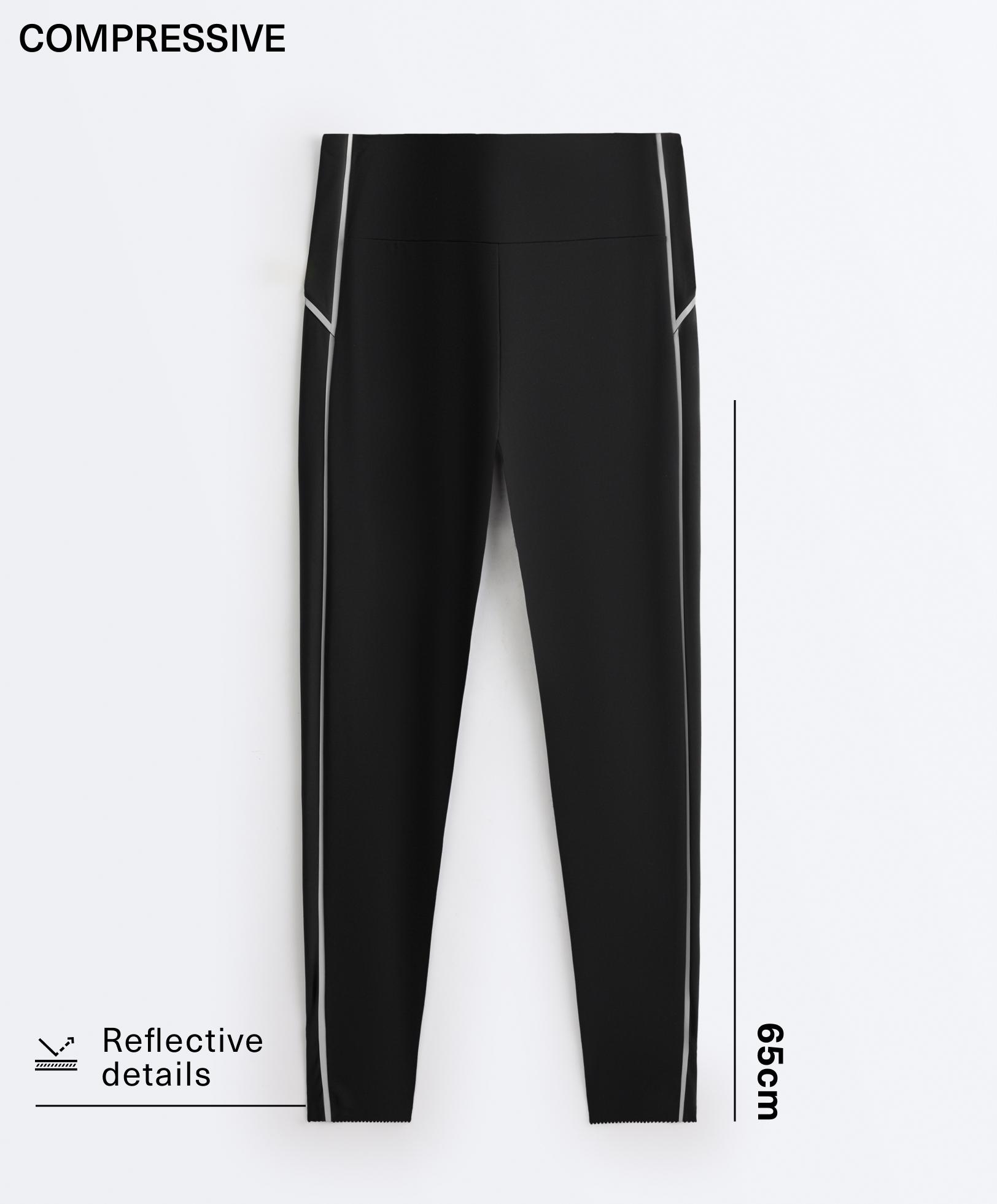 Reflective high-rise Compressive core control ankle-length leggings Reflective high-rise Compressive core control ankle-length leggings