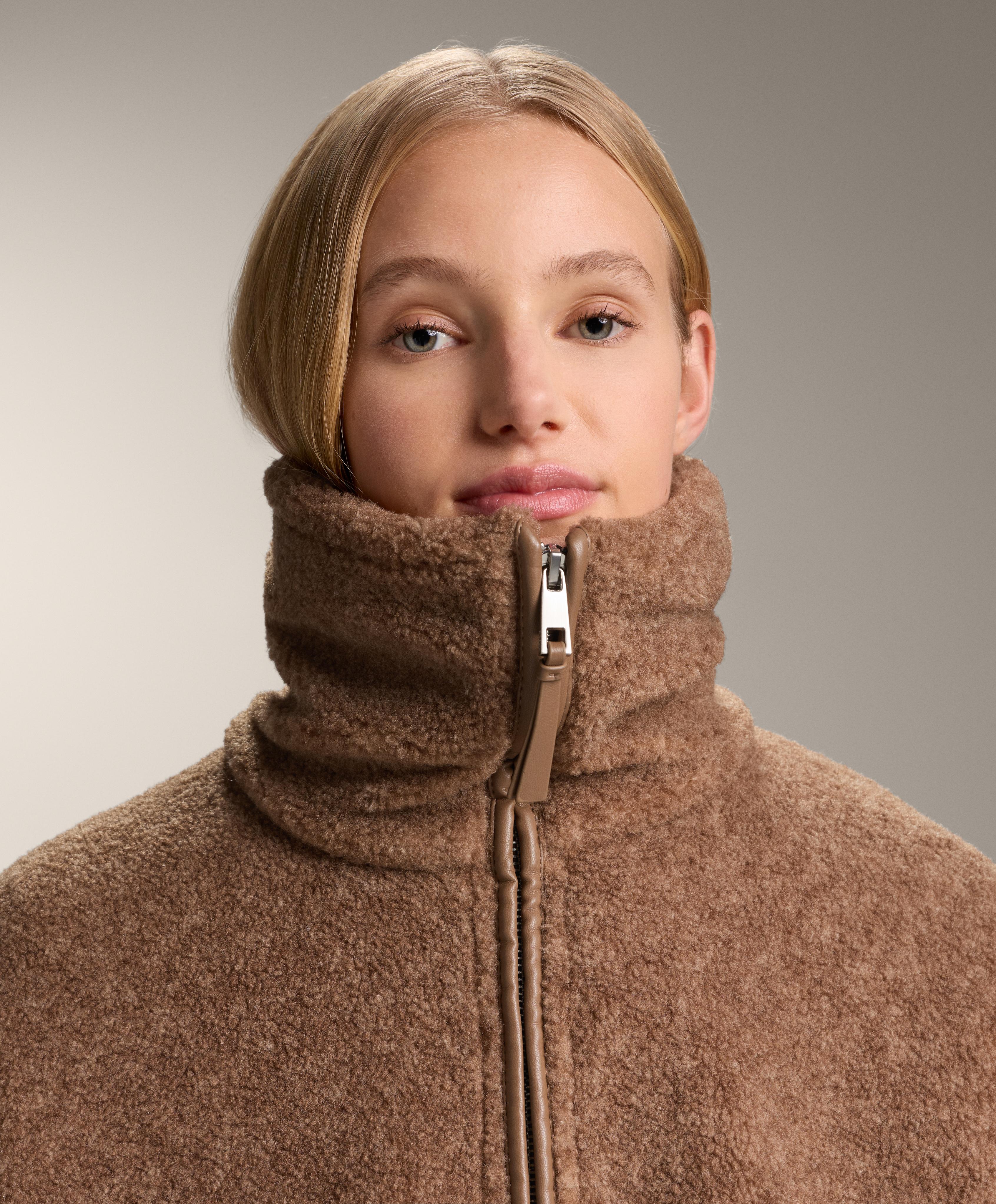 Long faux-shearling jacket — TAN MELANGE