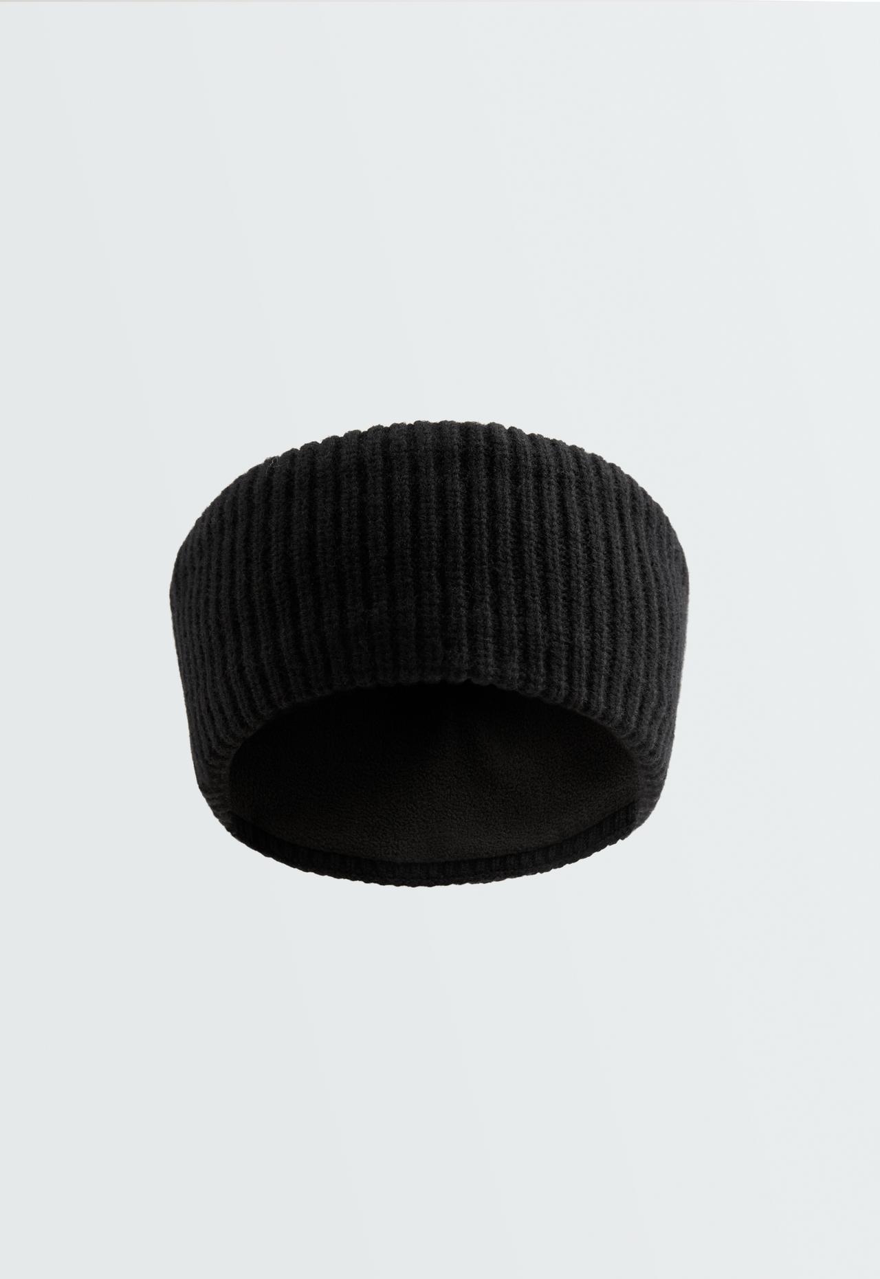 Knit Rib 100% wool headband — BLACK