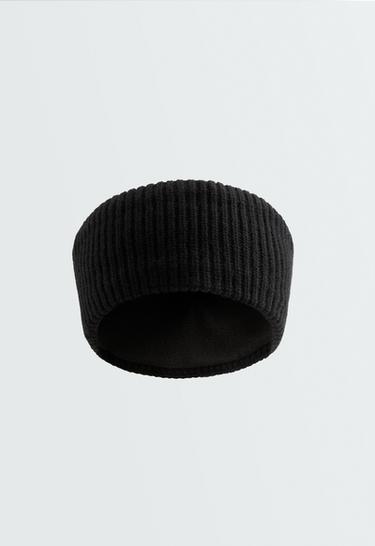 Knit Rib 100% wool headband — BLACK 1