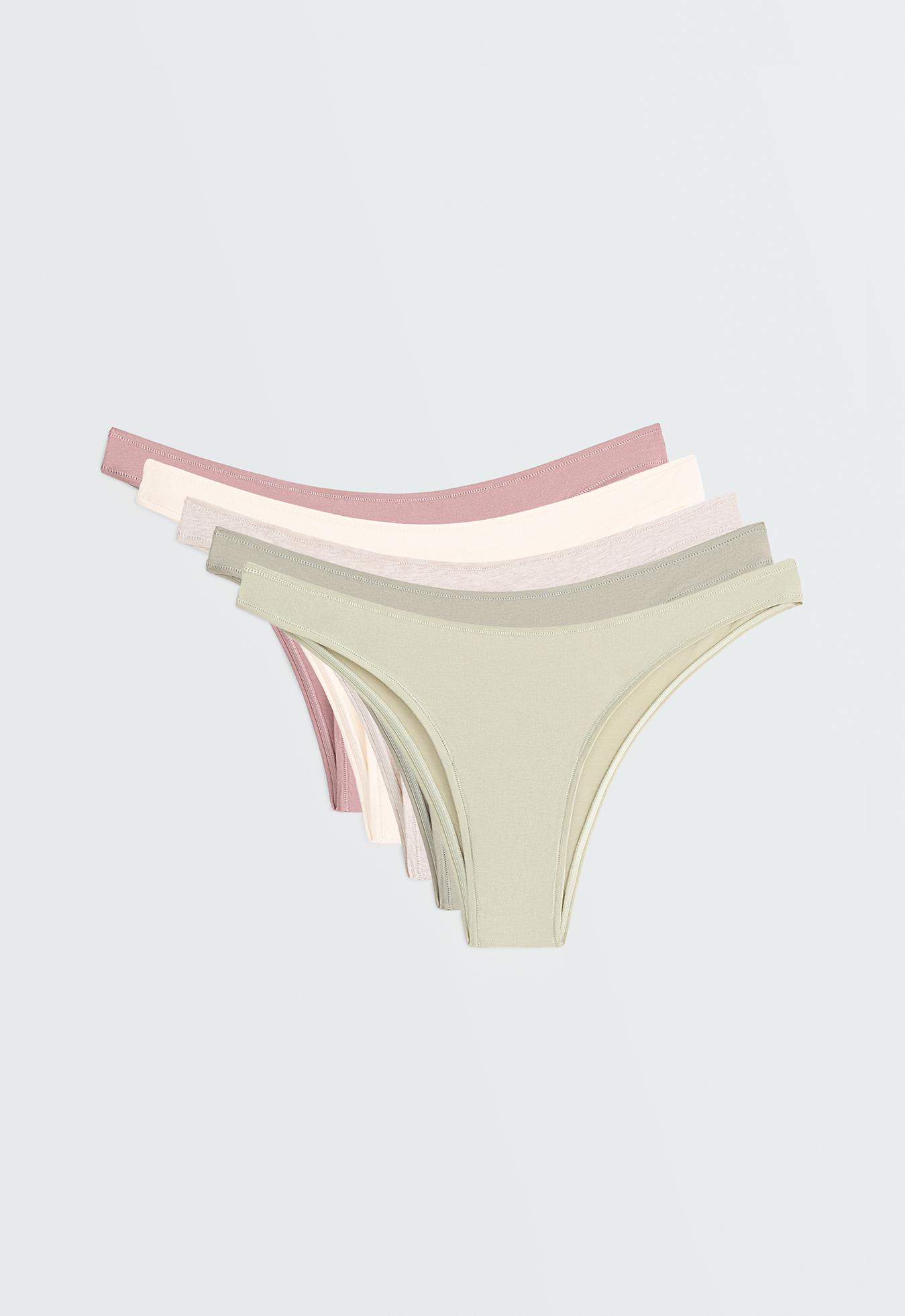 5 cotton blend Brazilian briefs — KHAKI