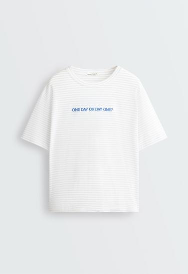 Boxy slogan T-shirt — WHITE  5