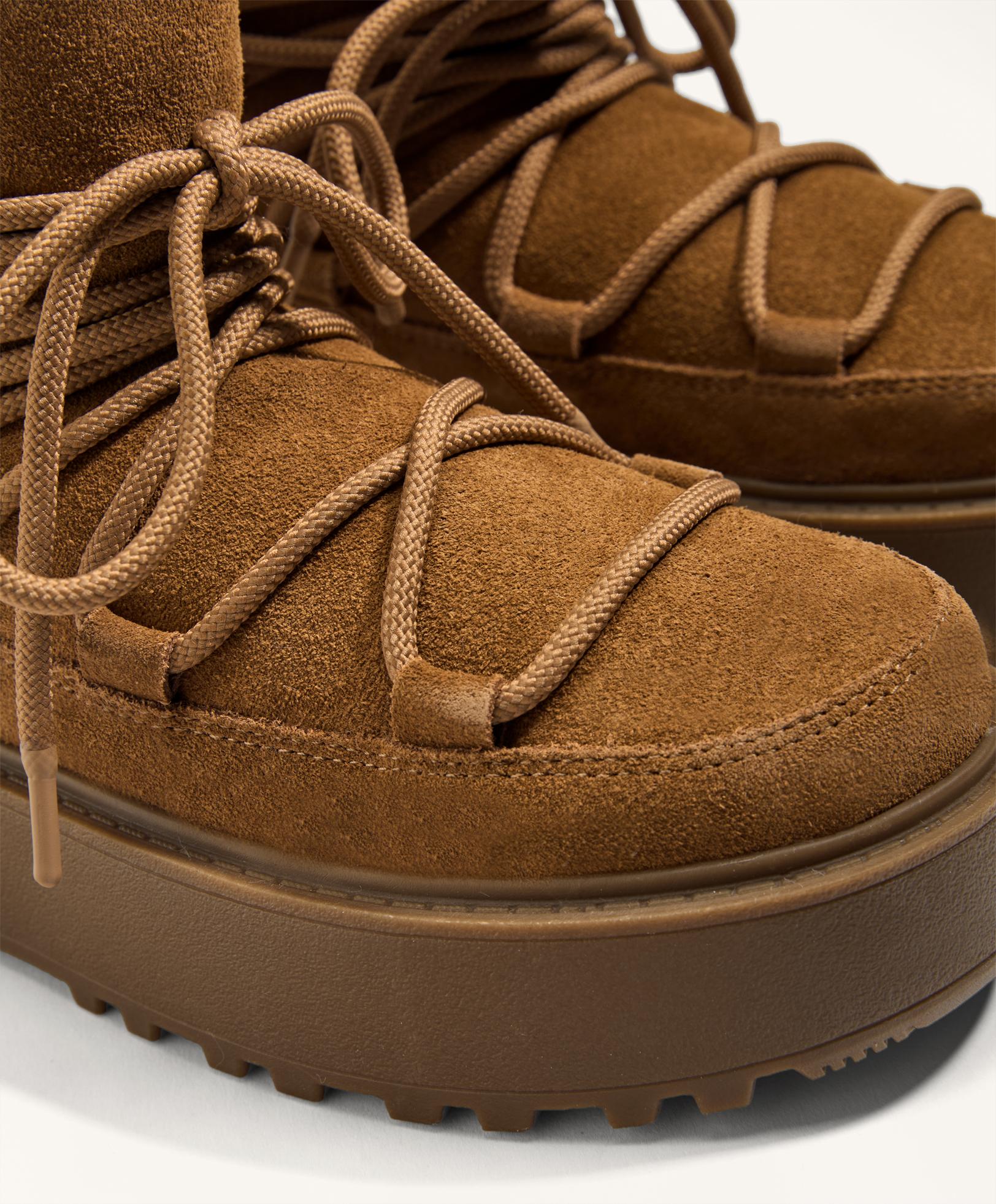 Split-leather platform boots with flap
