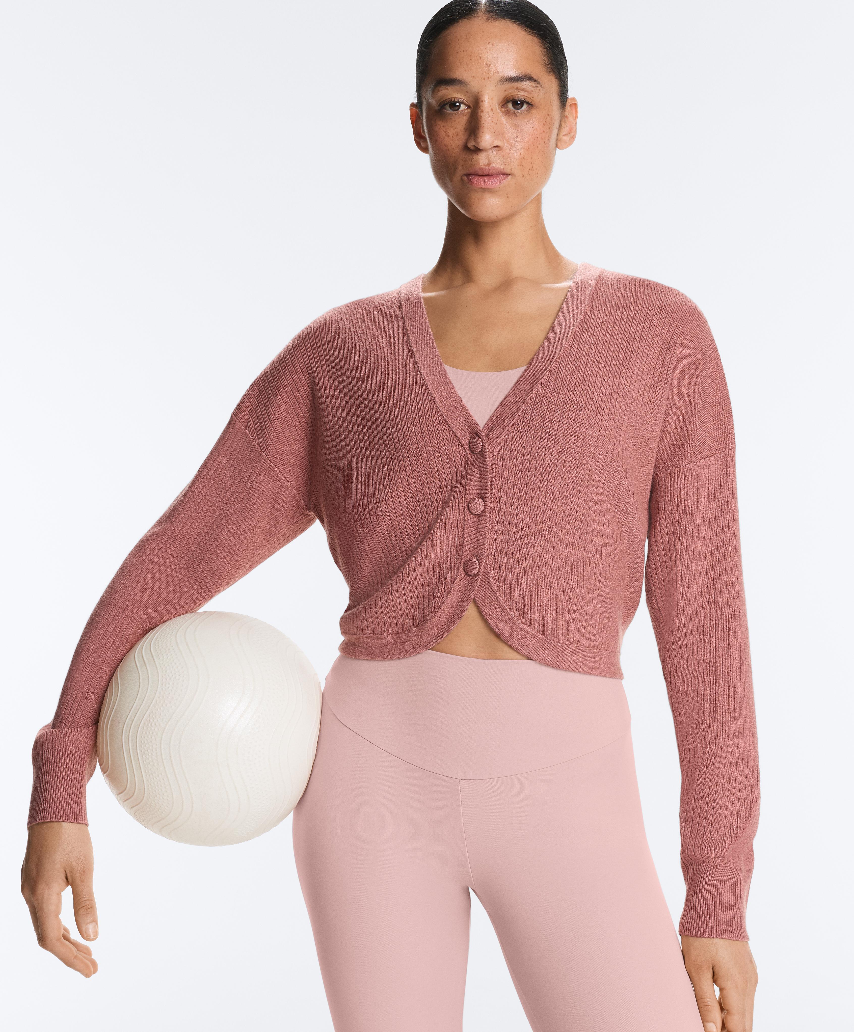 Rib knit cardigan — PALE PINK