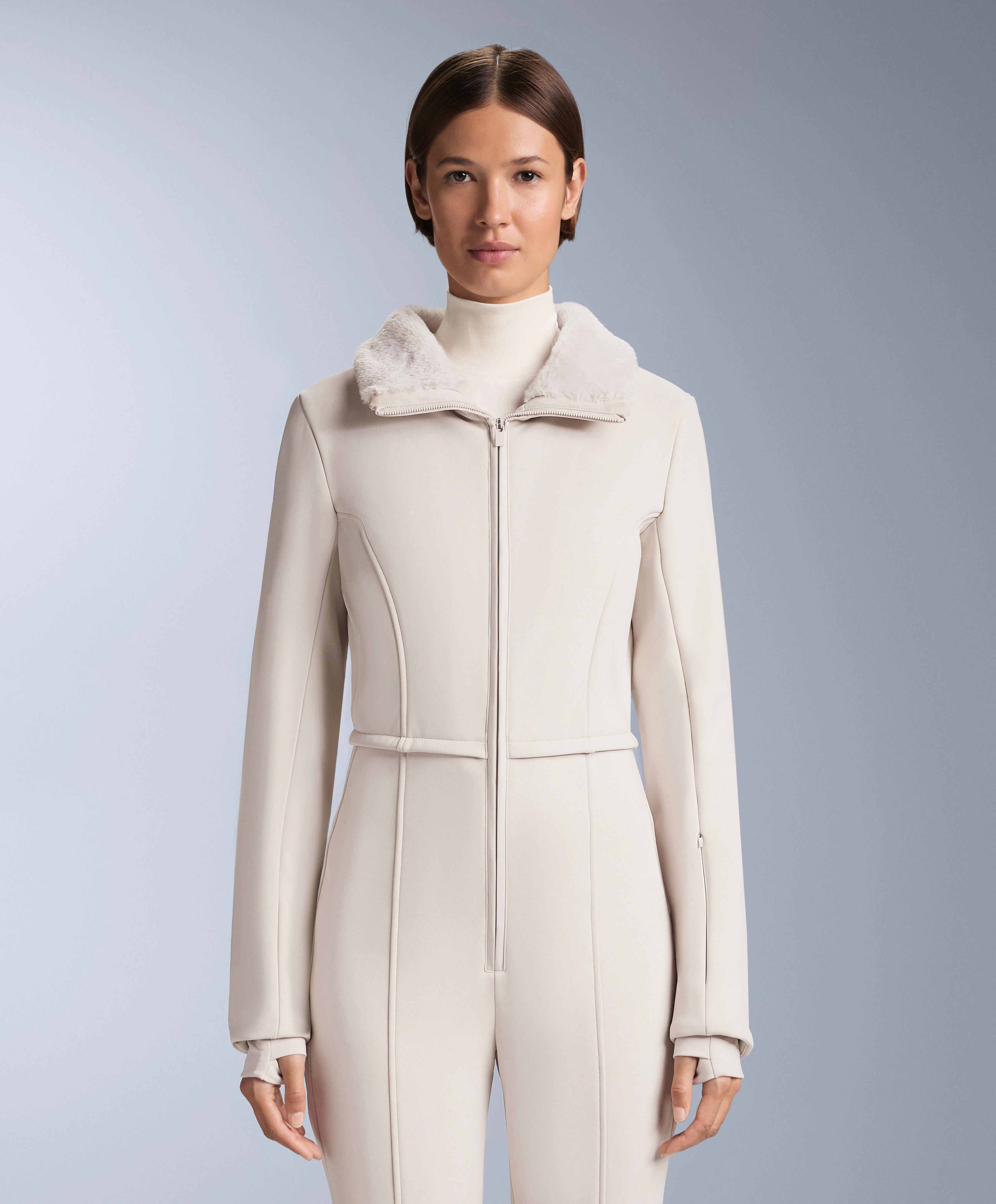 Water-resistant 2-in-1 removable flare stretch SKI jumpsuit — PALE MINK