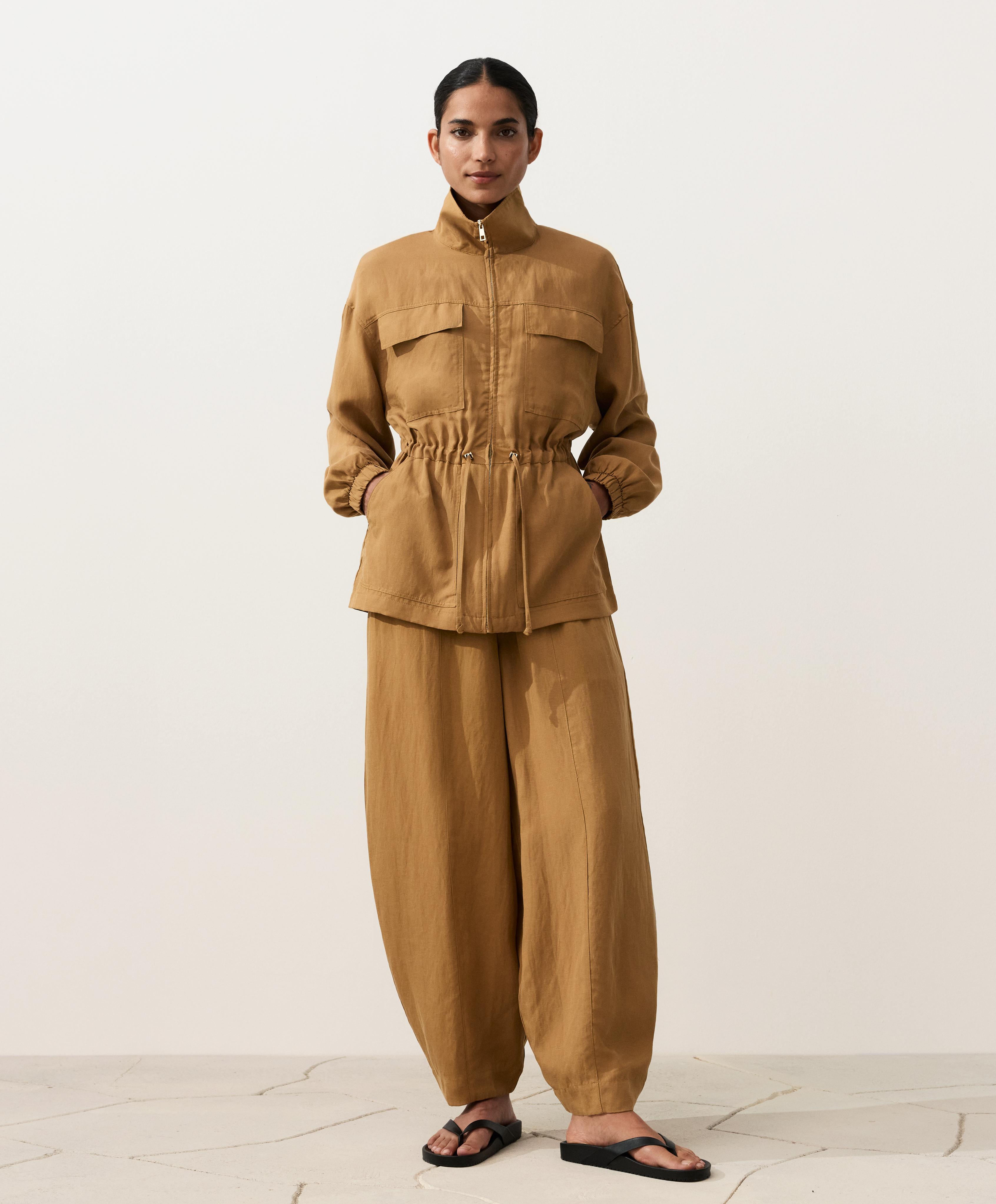 Balloon trousers lyocell blend and 24% linen with seams — COPPER