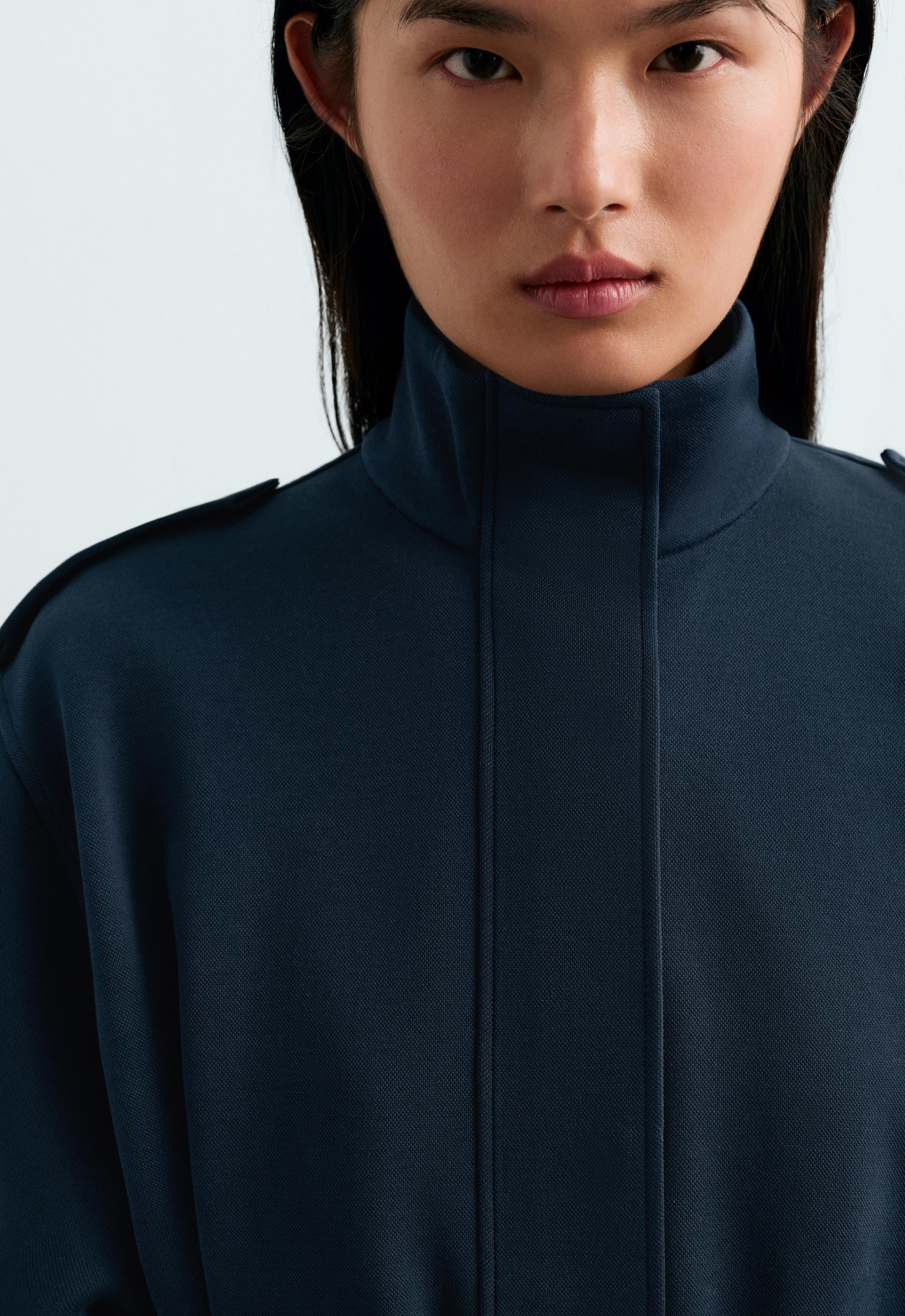 Long utility jacket with cotton — NAVY BLUE