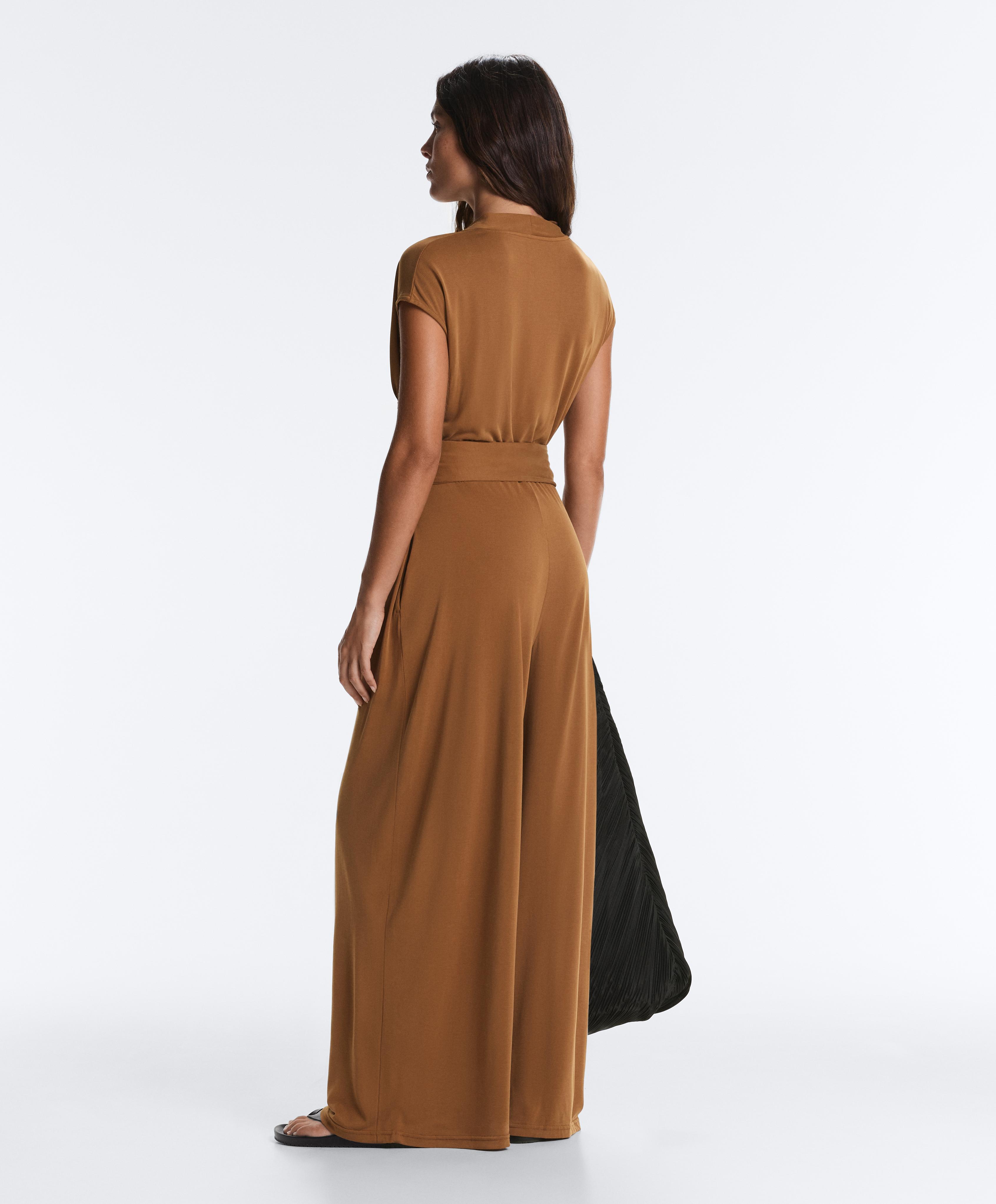 Crossover modal blend long jumpsuit — COPPER
