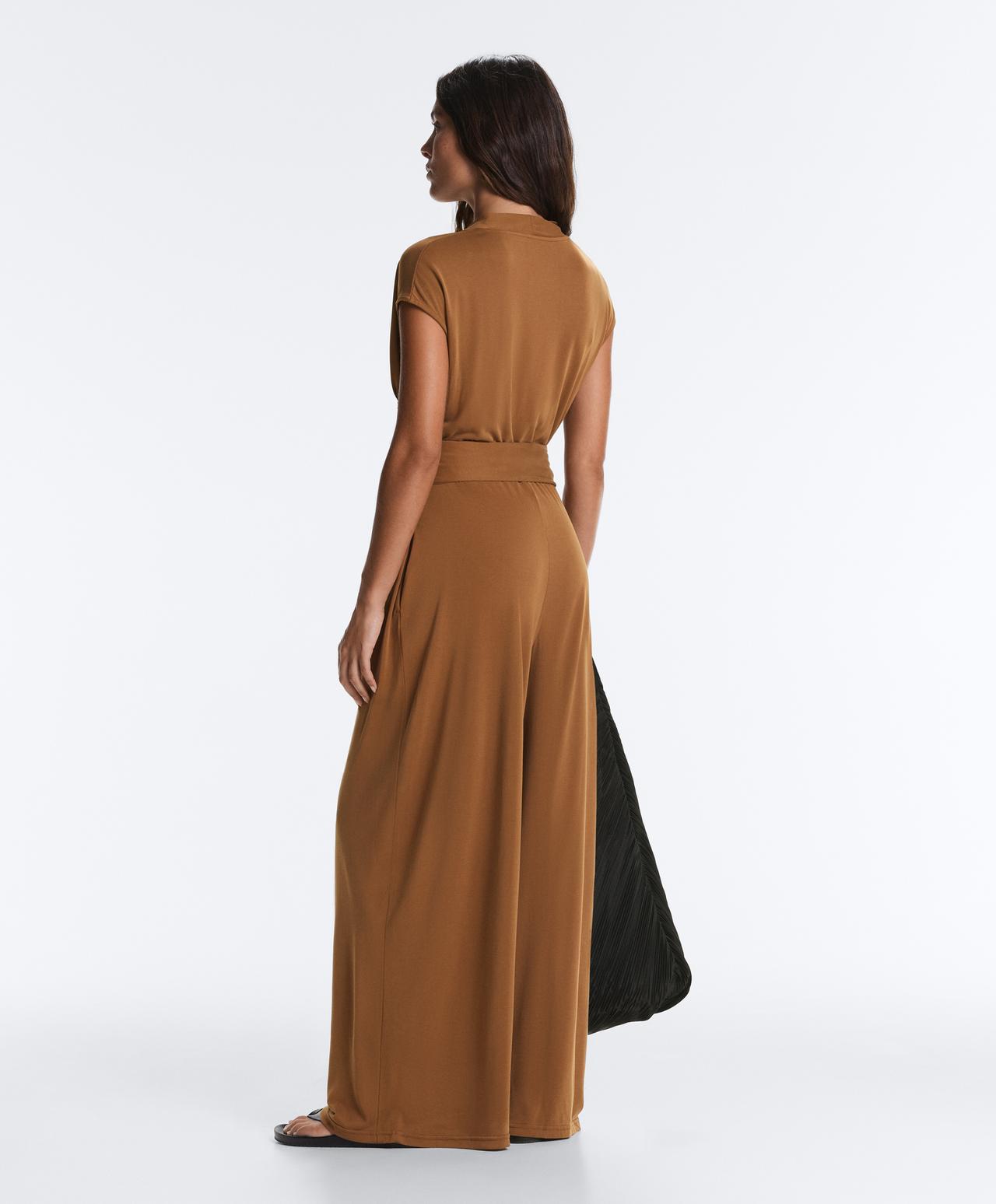 Crossover modal blend long jumpsuit — COPPER