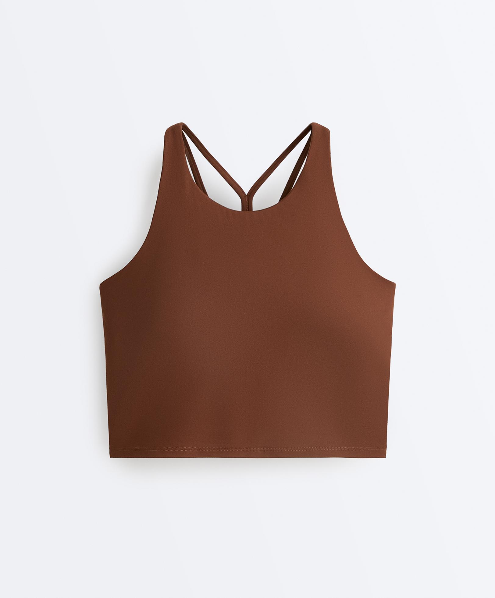 Comfortlux strappy tank top with cups — COFFEE