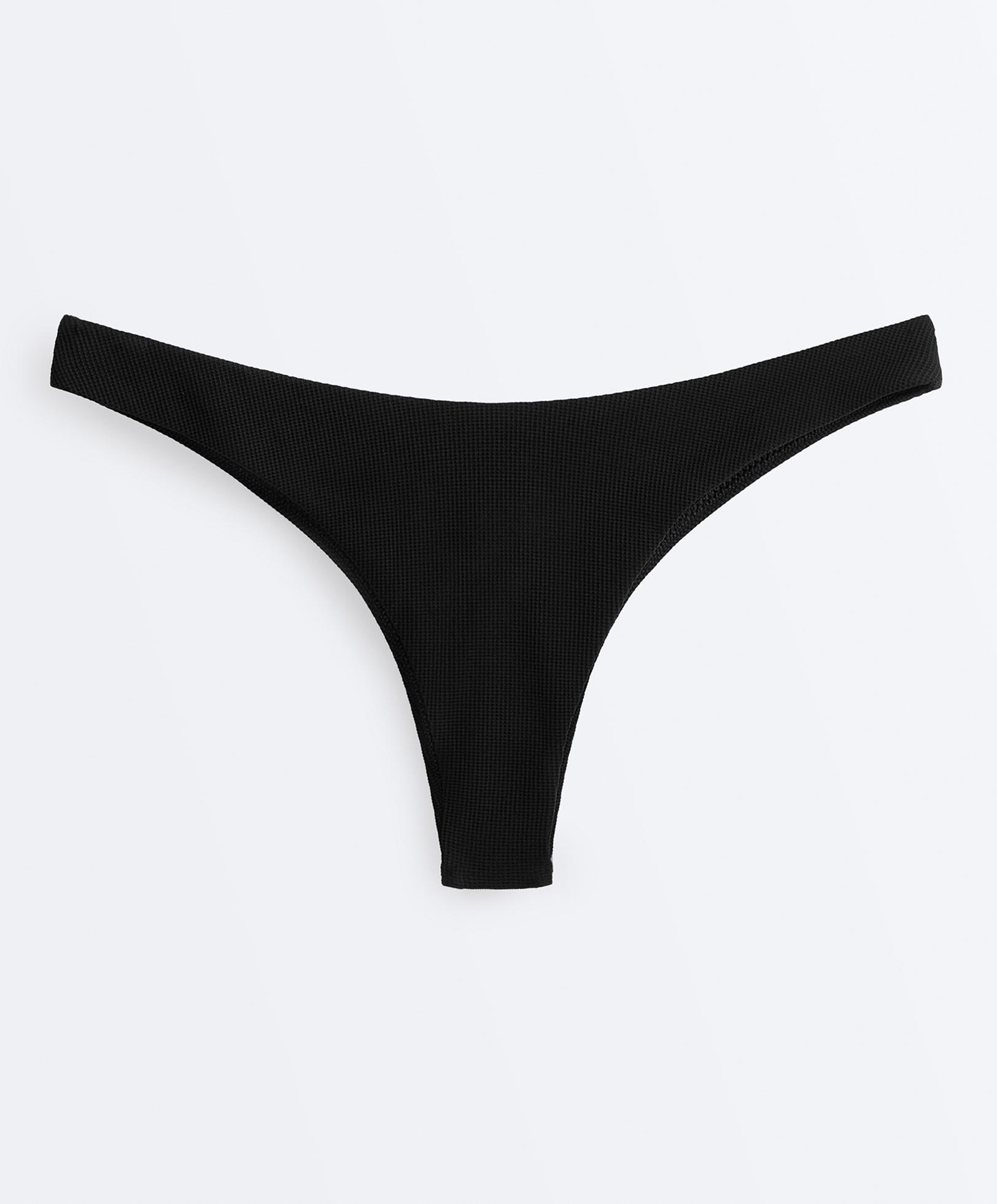 Piqué Brazilian bikini briefs — BLACK