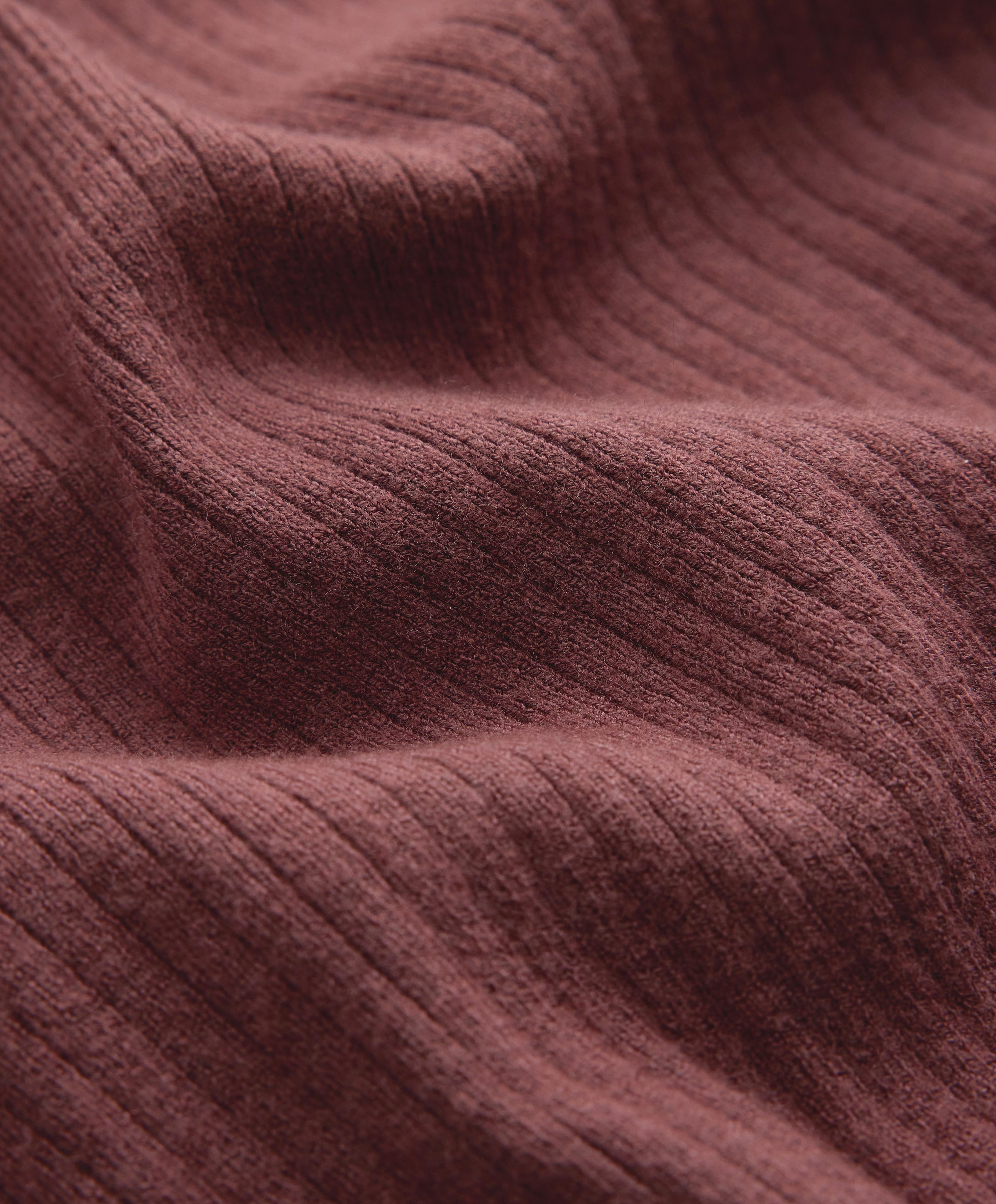 Rib-knit hooded jacket — MAHOGANY