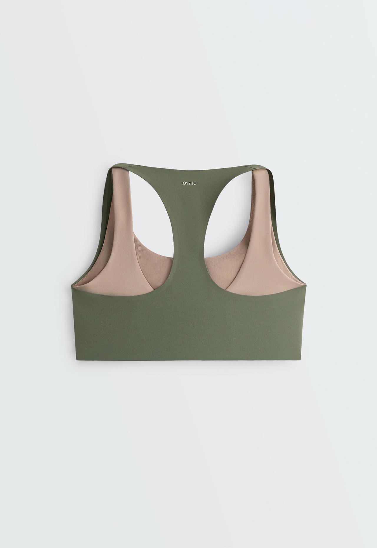 Evermove medium-support double-layer sports bra — KHAKI
