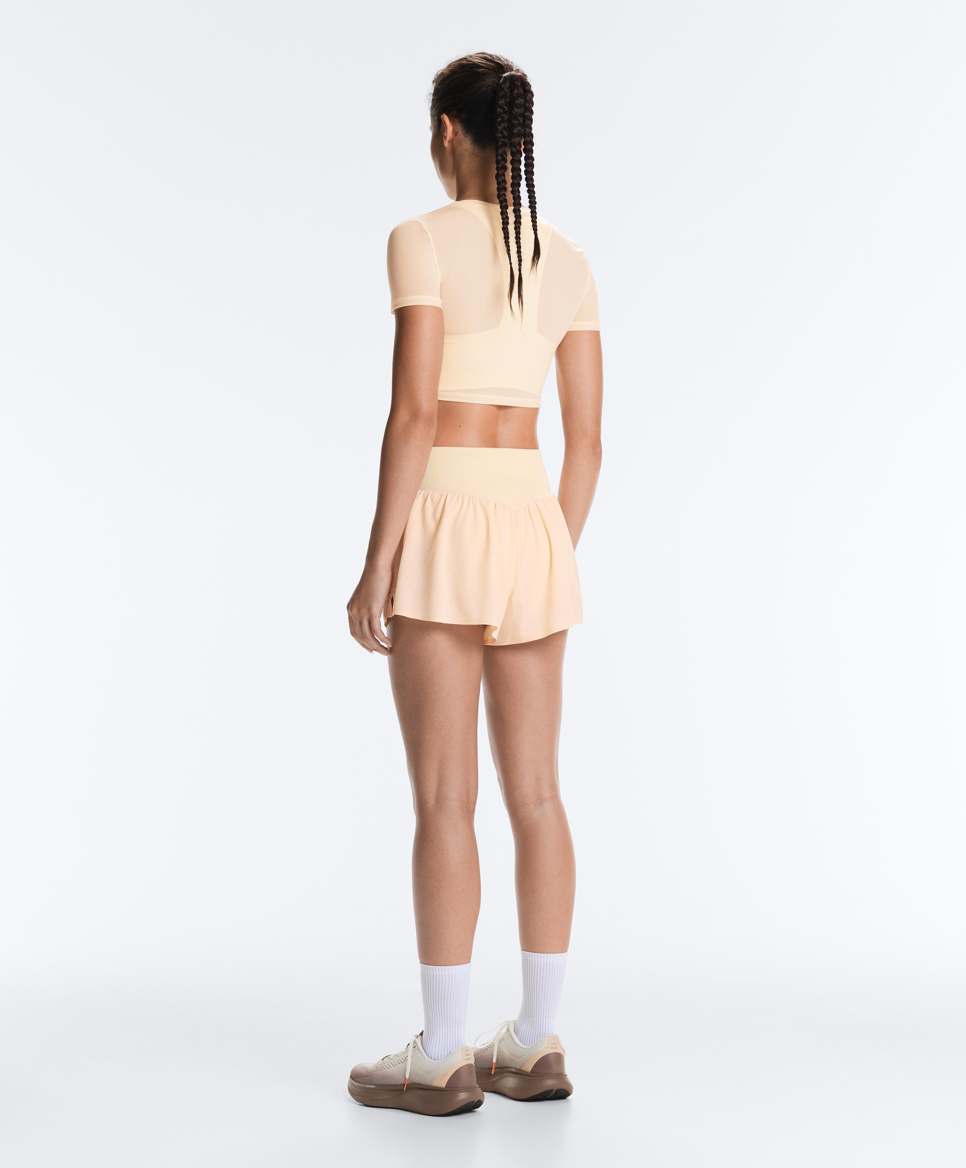Short-sleeved sheer tank top — VANILLA