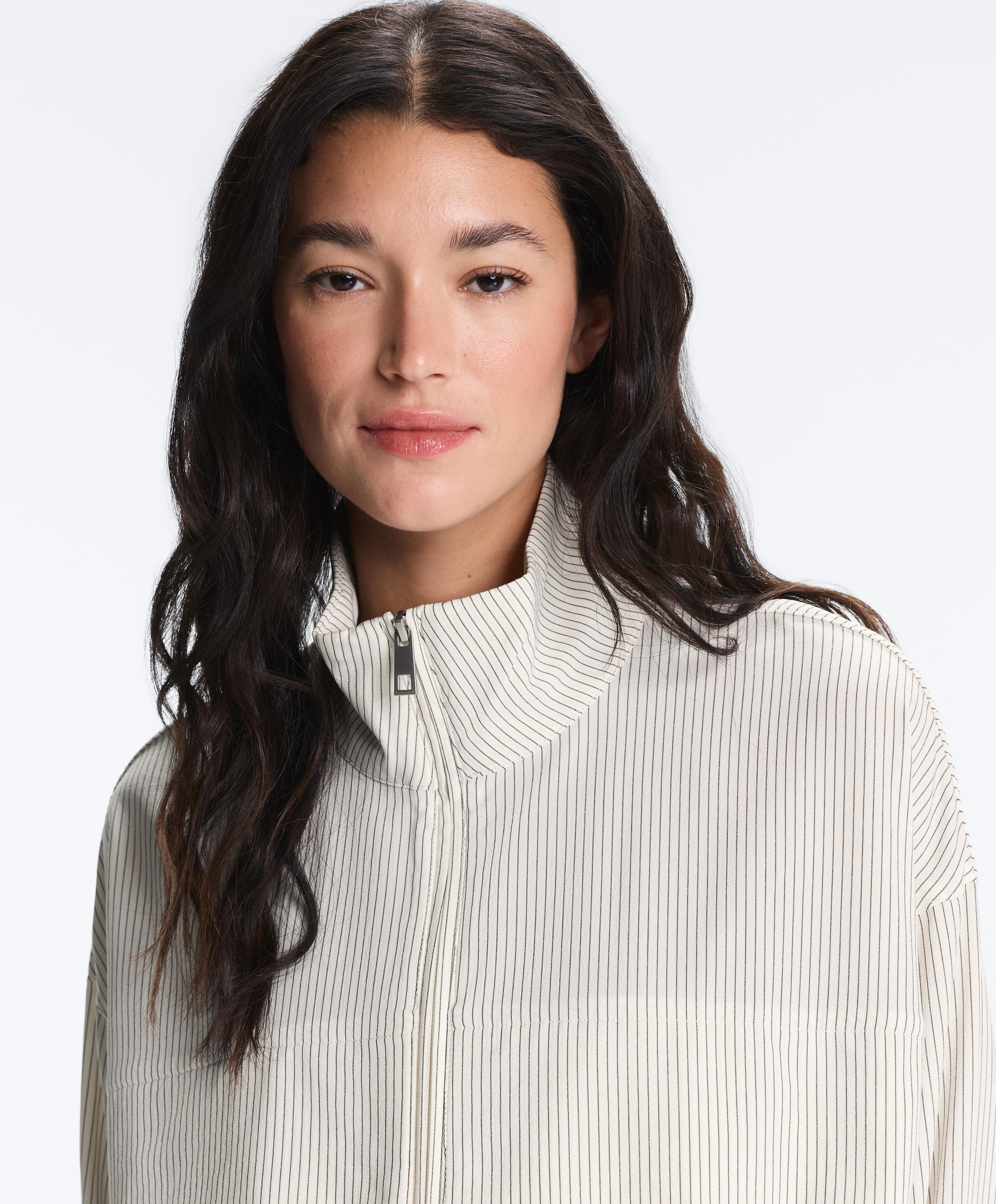 Striped stretch overlay jacket — WHITE