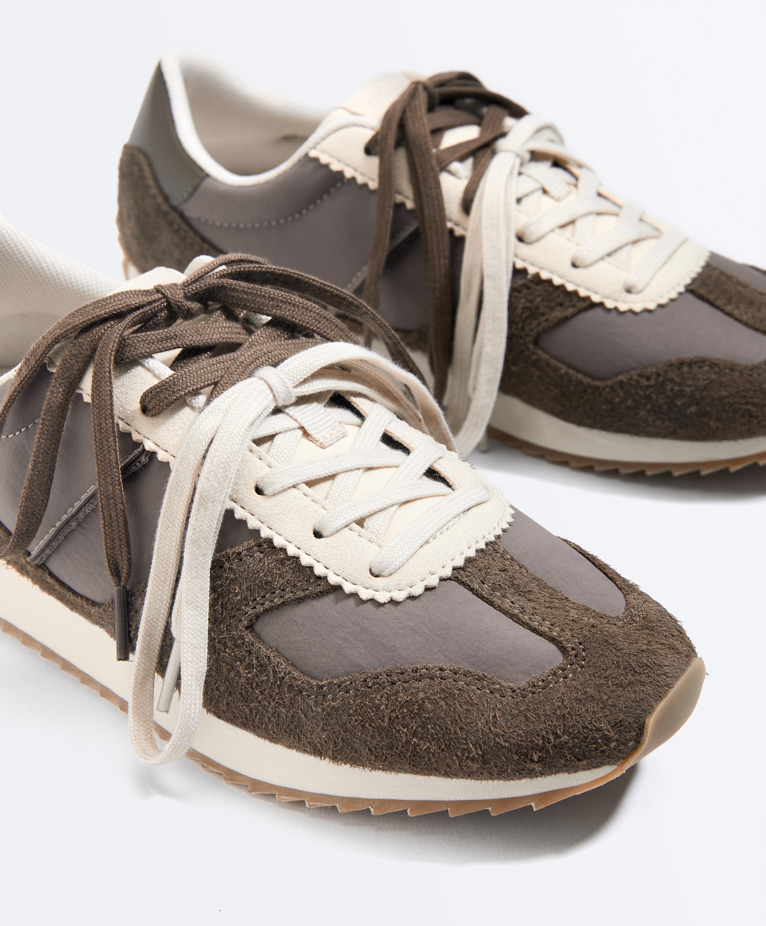 Colour-block trainers — BROWN
