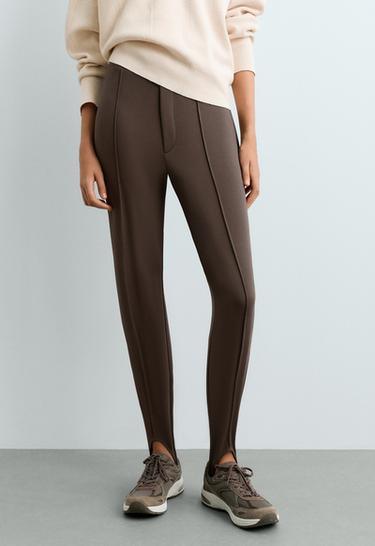 Slim-fit stirrup trousers with cotton — BROWN 3
