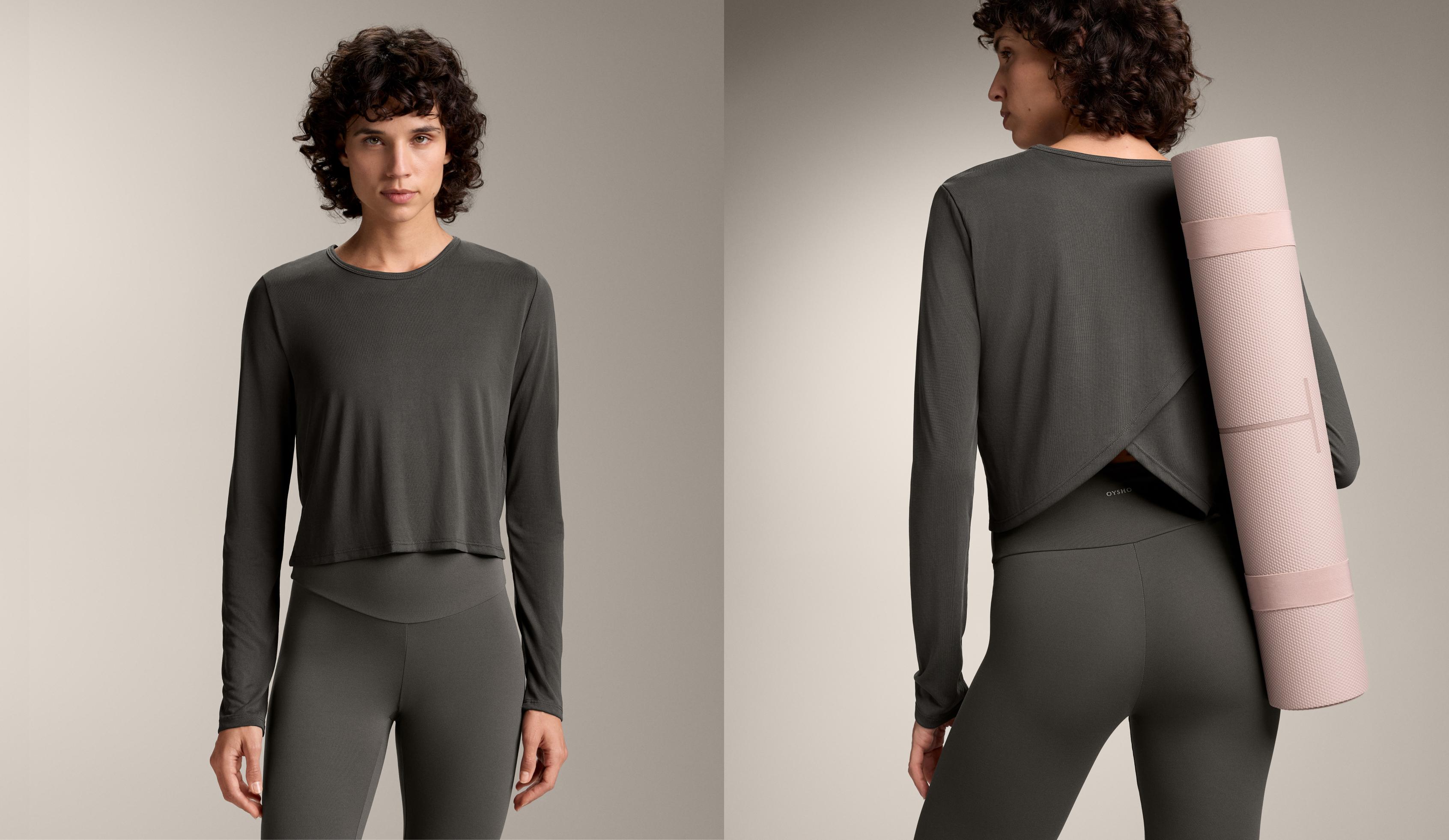 Maglietta cropped con incrocio sulla schiena in modal