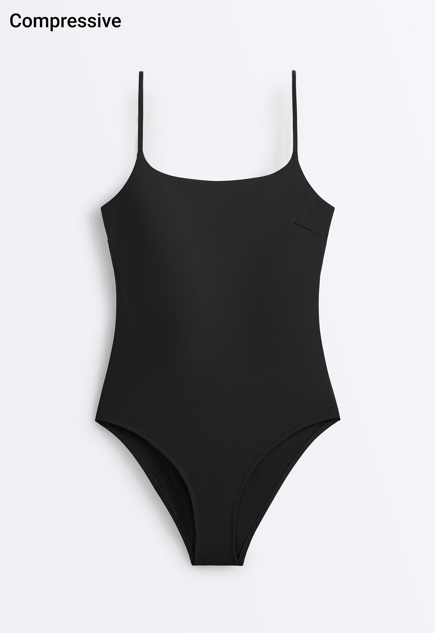 Compressive round-neck swimsuit