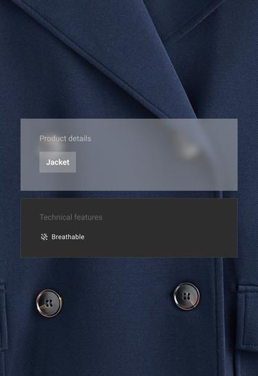 6-button long piqué cotton jacket — NAVY BLUE 2