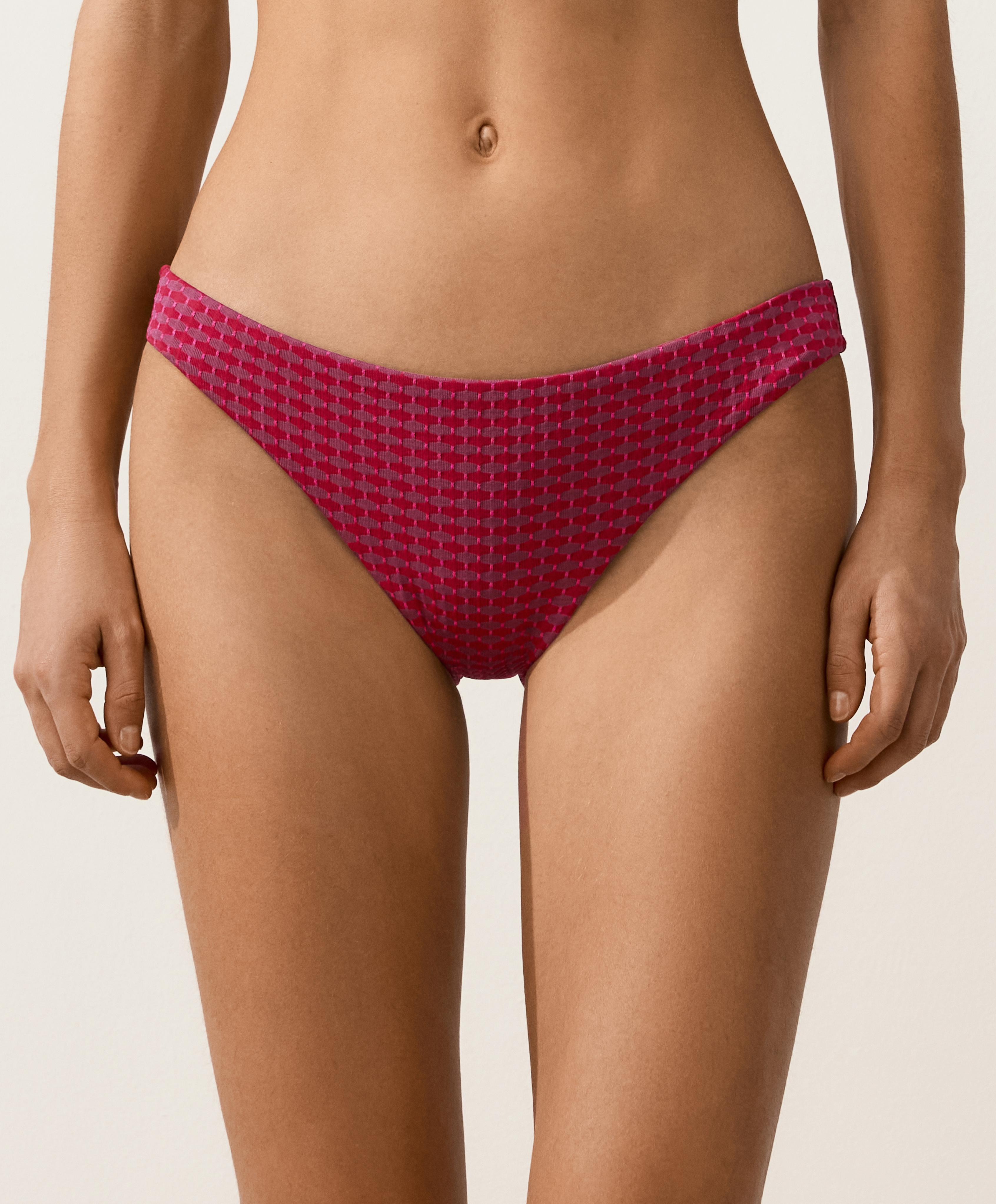 Geometric jacquard classic bikini briefs — FUCHSIA