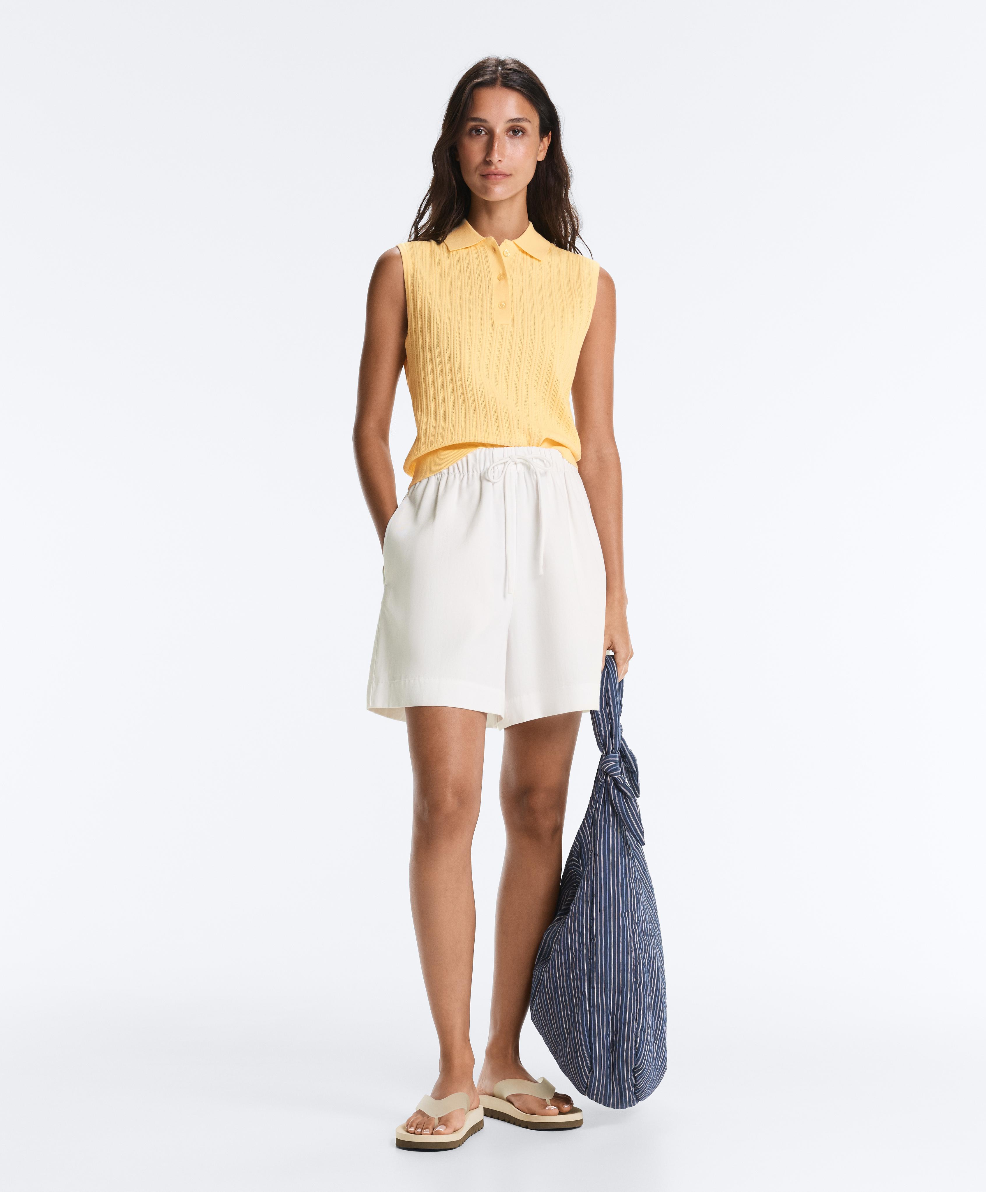 Sleeveless open knit jumper — MID-YELLOW