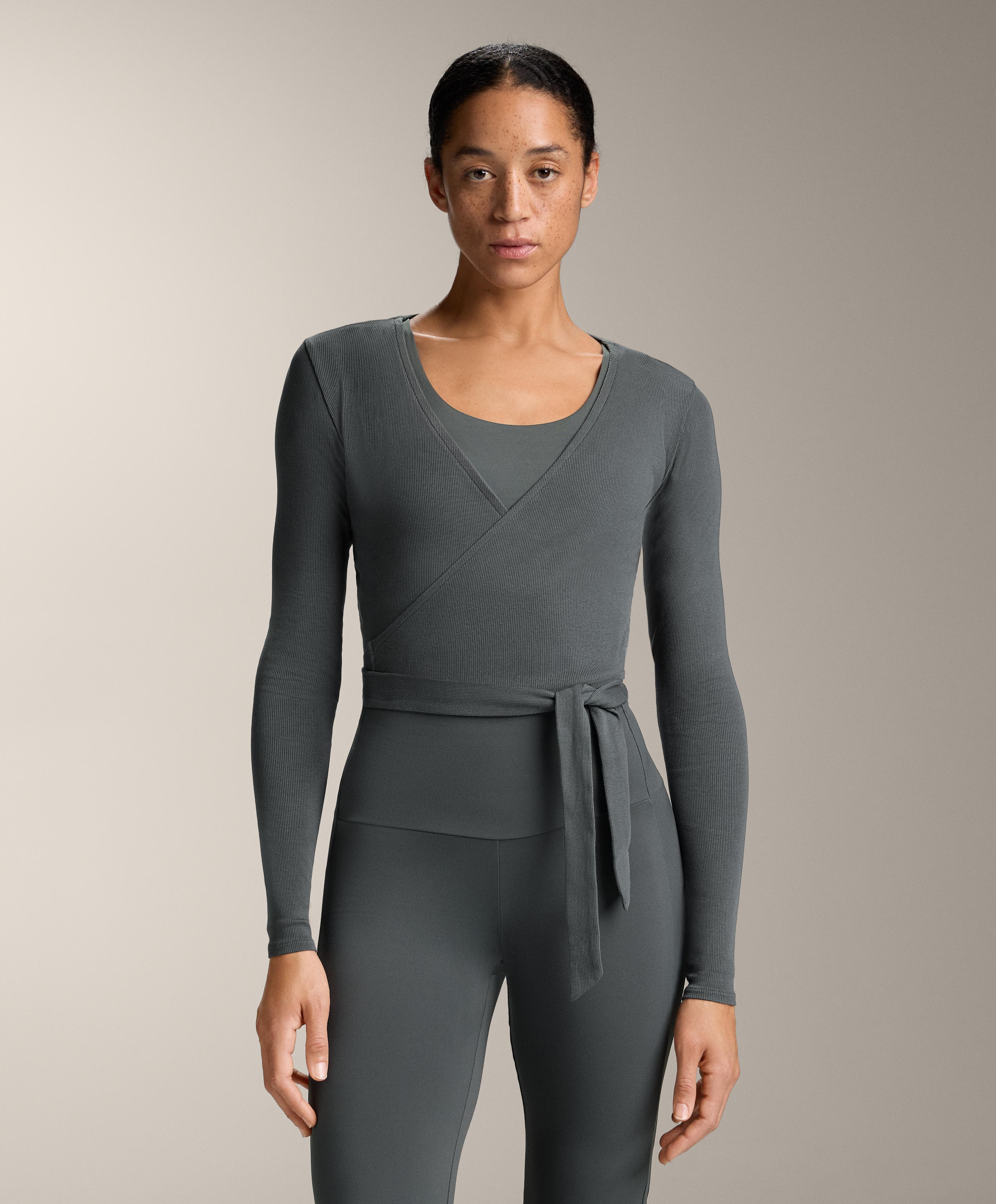 Rib cotton blend wrap top Rib cotton blend wrap top