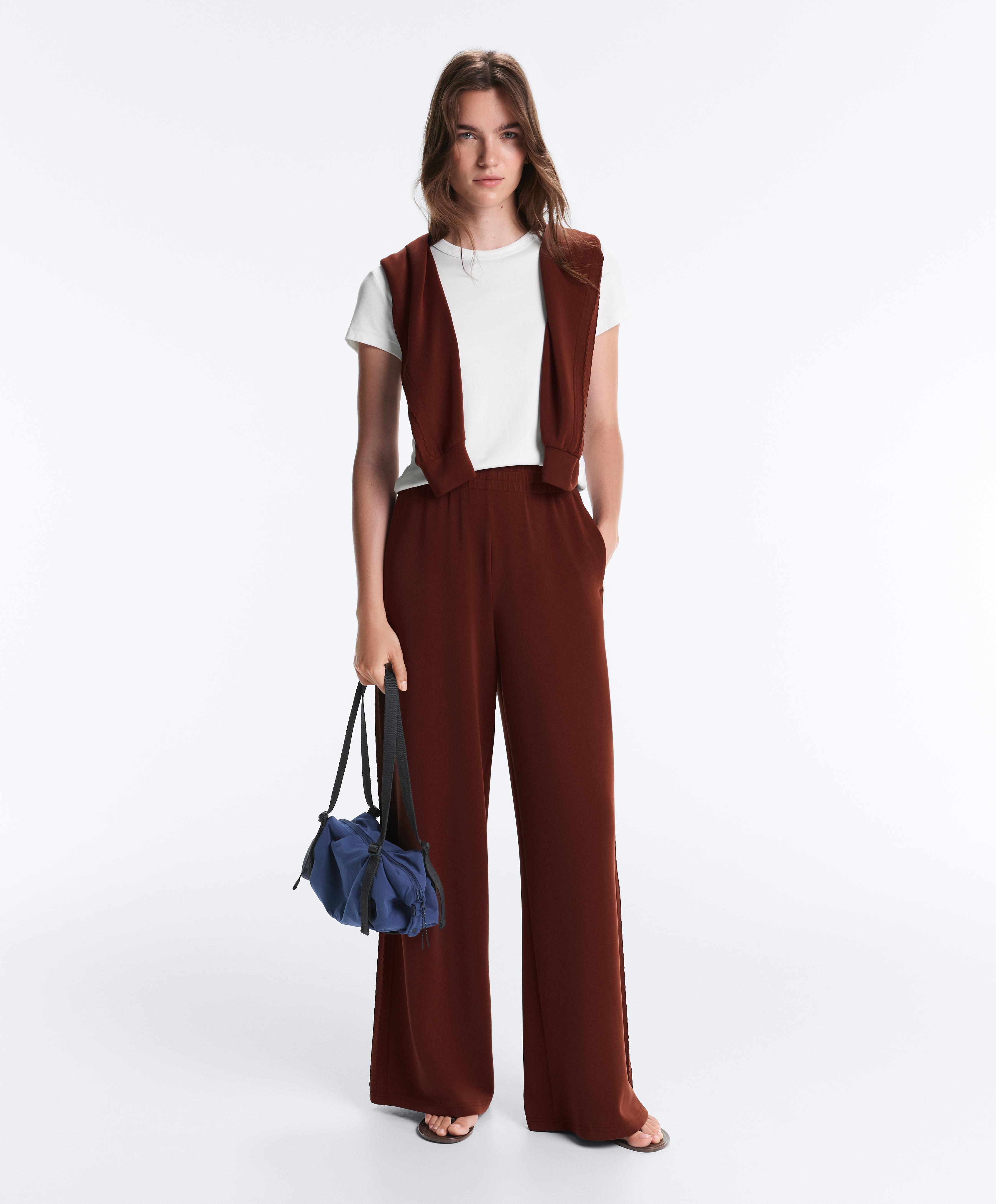 Straight-leg trousers with soft-touch modal — TERRACOTTA