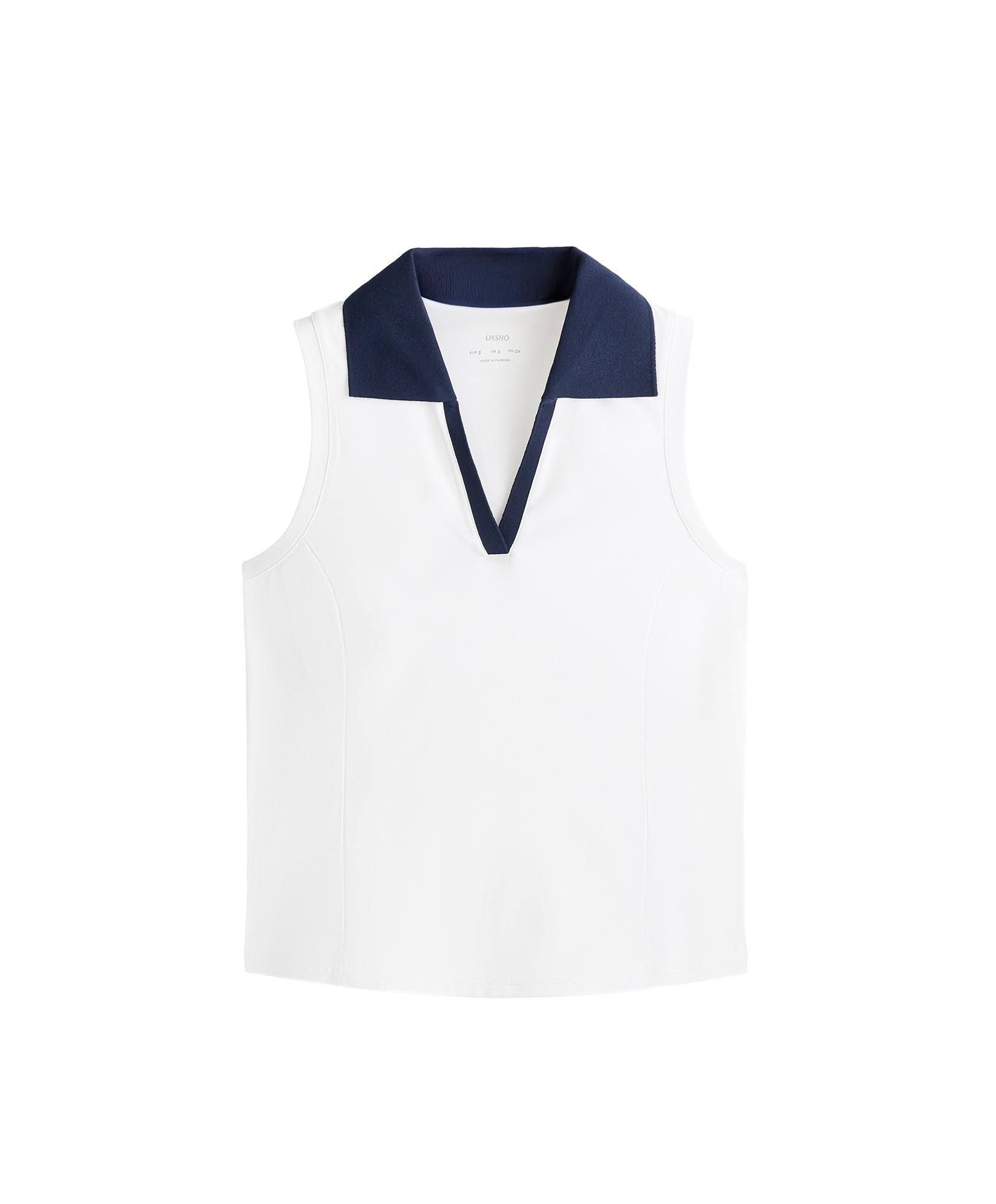 Contrast sleeveless Comfortlux polo shirt — WHITE