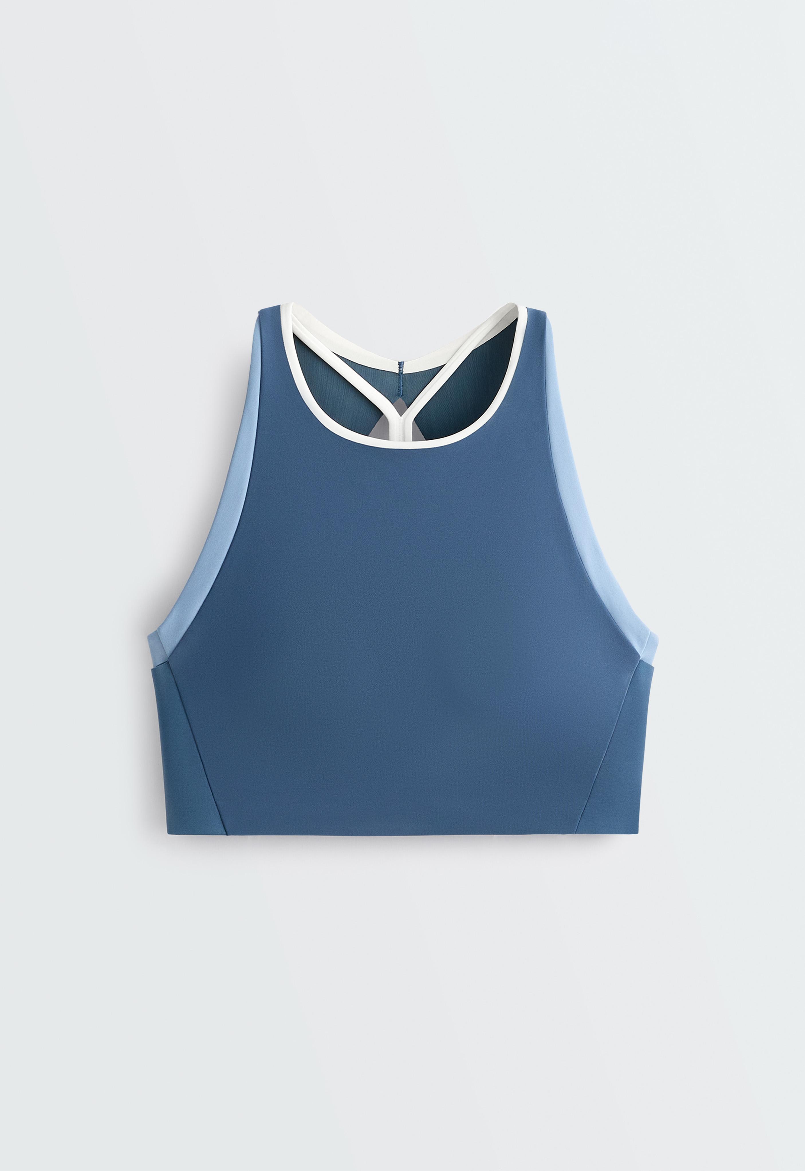 Compressive block tank top — MID GREY-BLUE