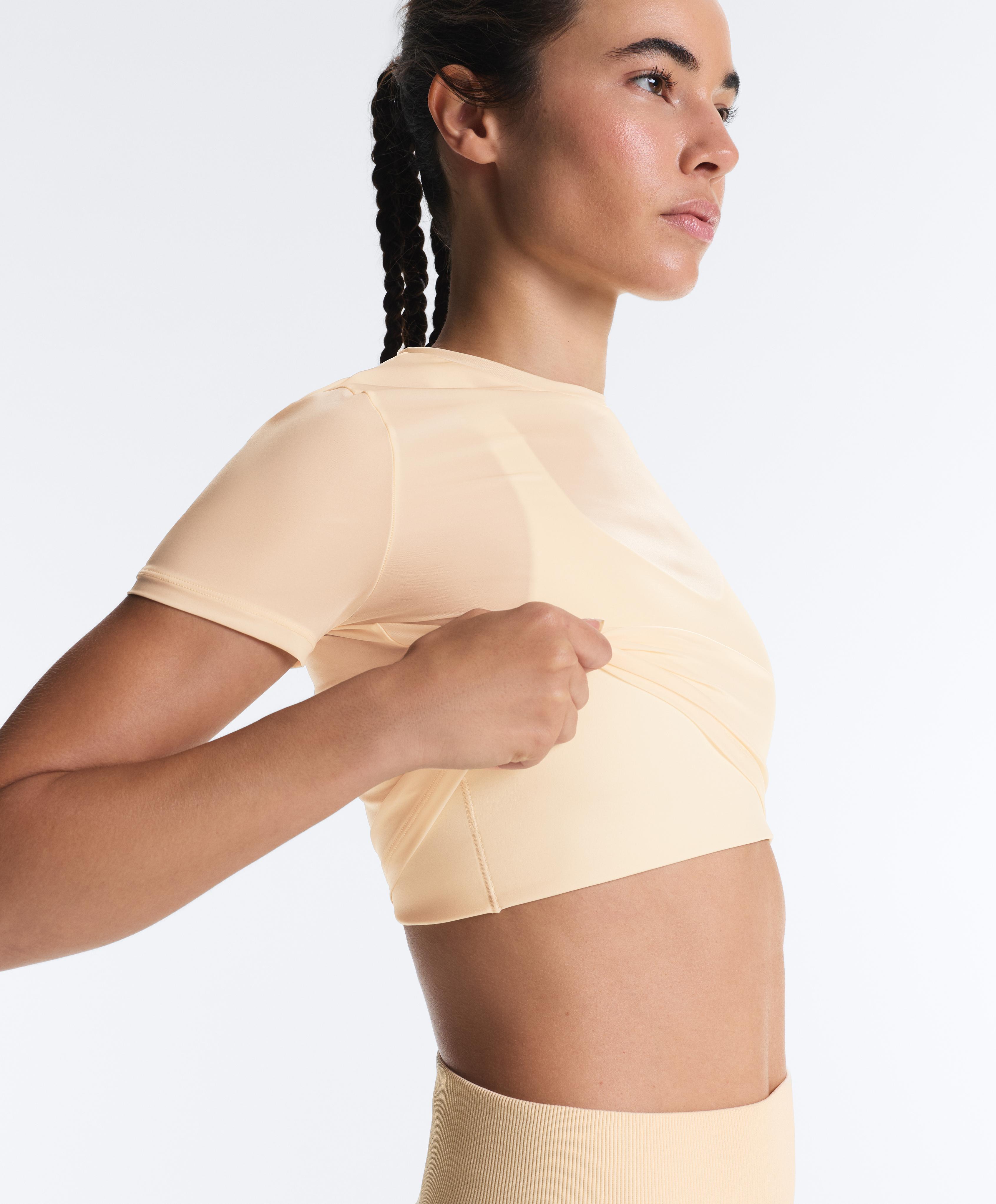 Short-sleeved sheer tank top — VANILLA