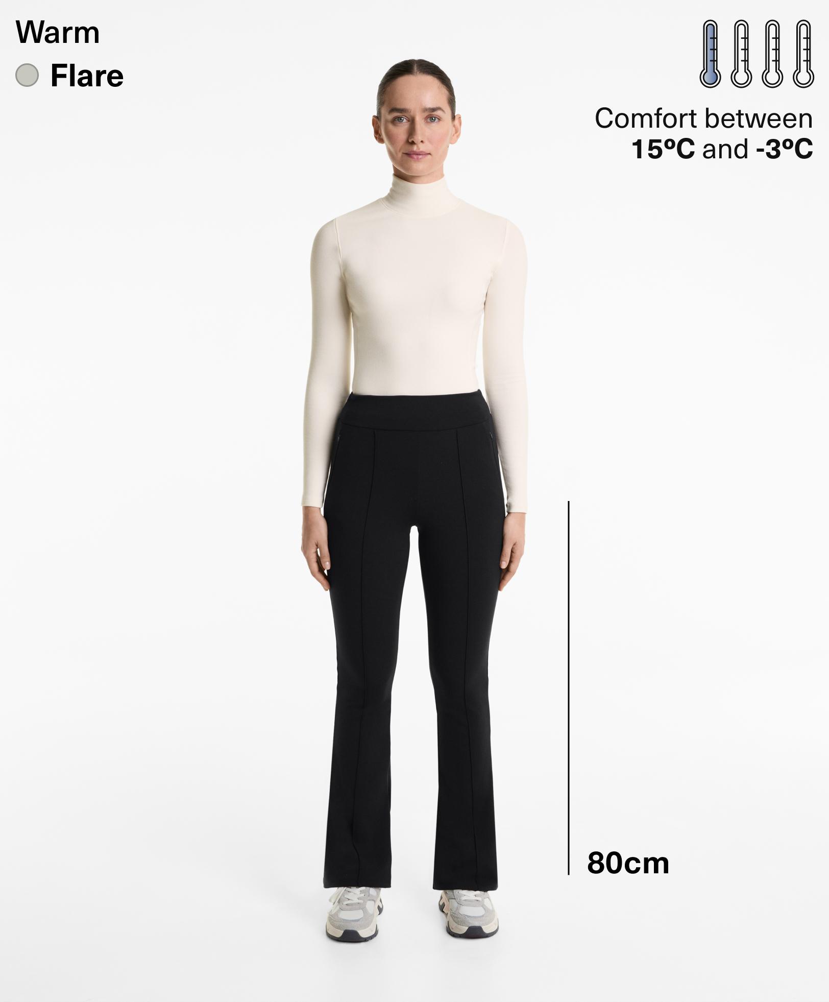 High rise warm 80cm flare trousers with crease