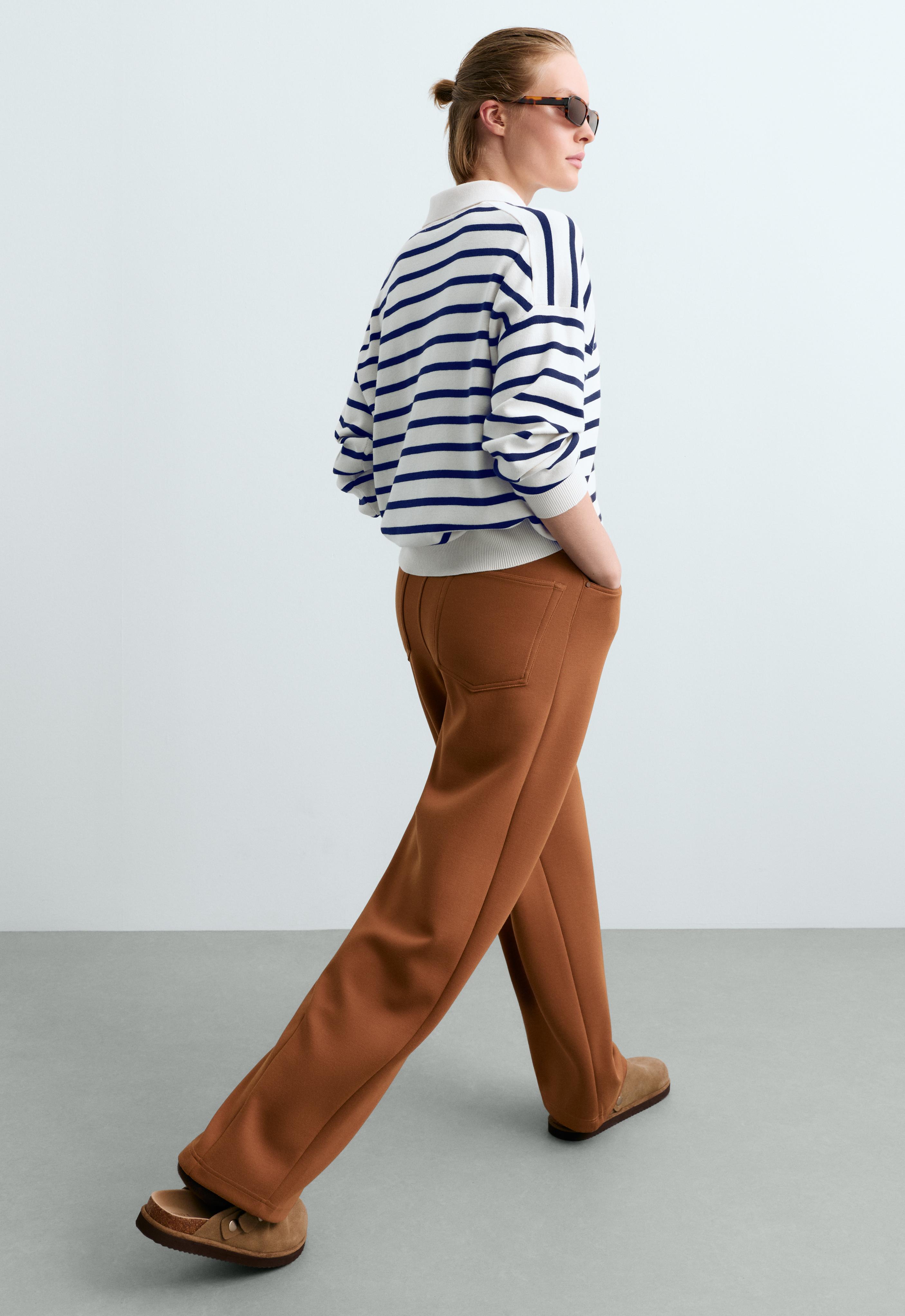 5-pocket straight-leg trousers — COGNAC