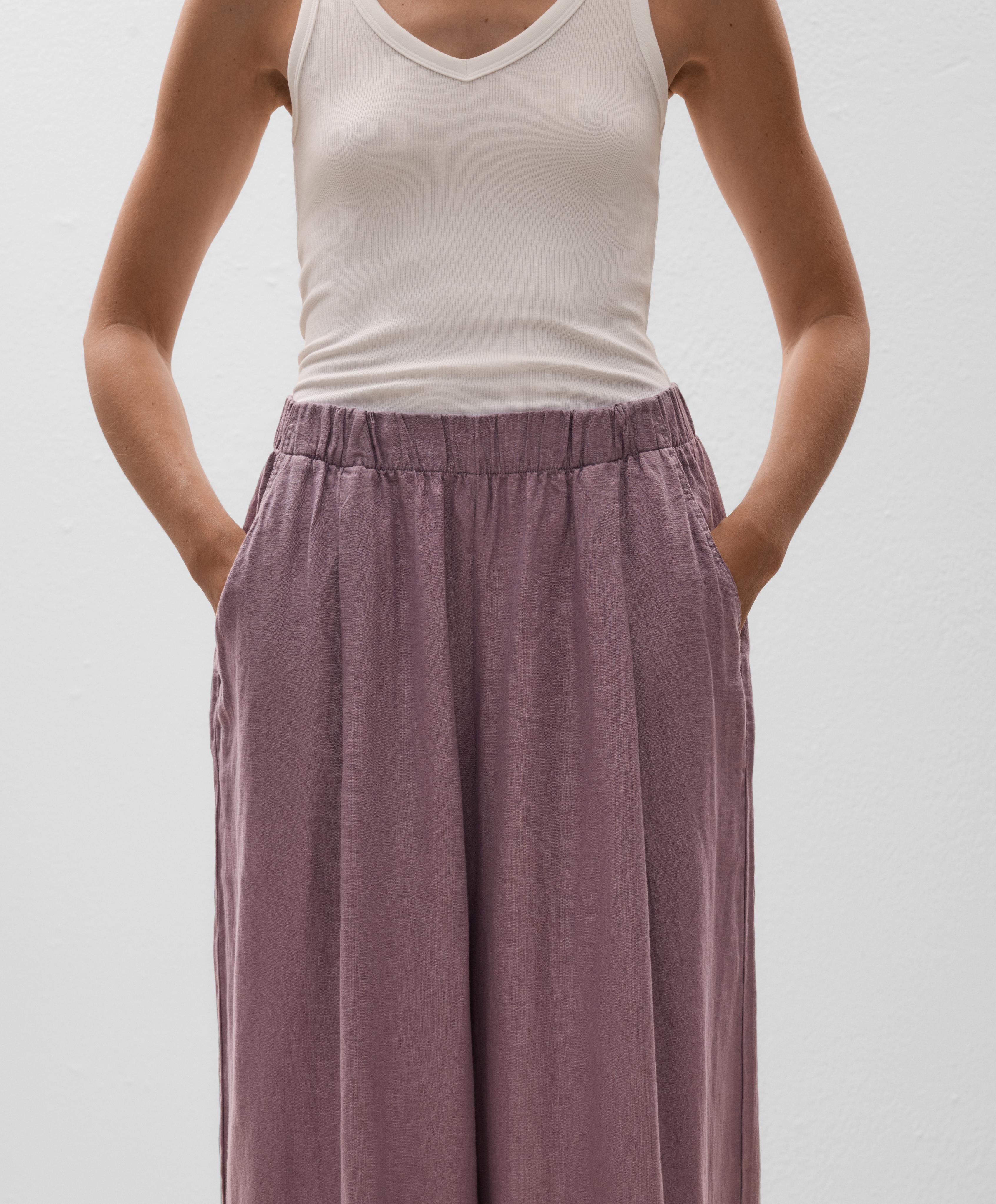 100% linen wide-leg trousers - Sale 100% linen wide-leg trousers - Sale